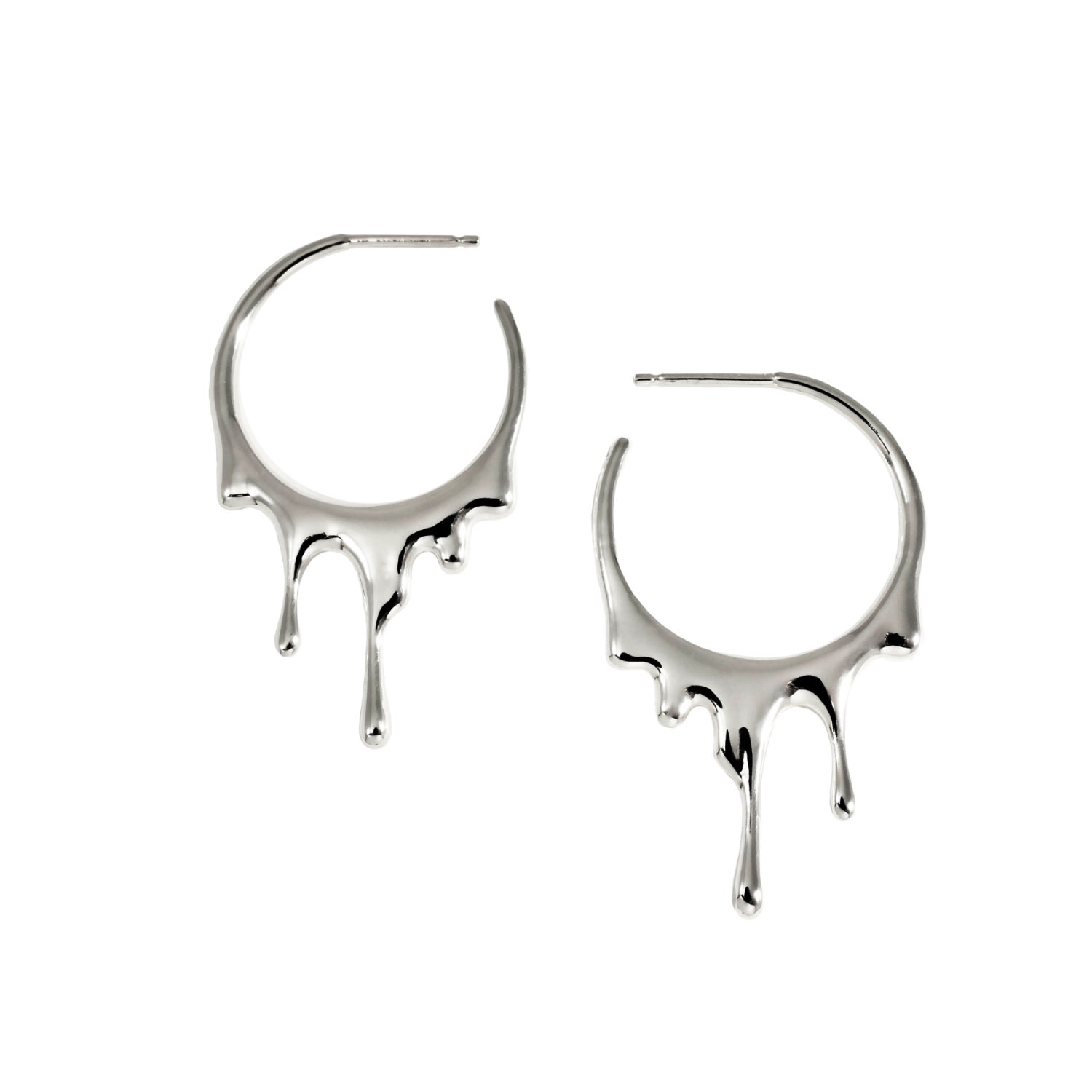 Women’s Dripping Circular S Sterling Silver Hoop Earrings Marie June Jewelry