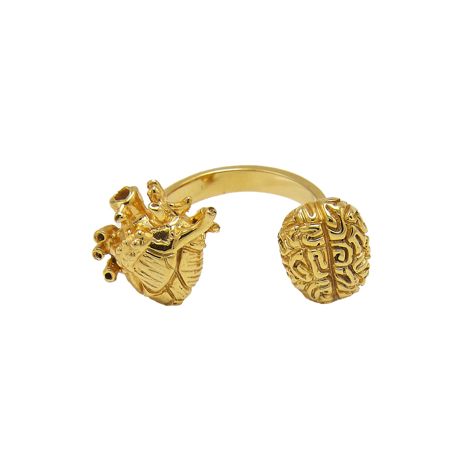 Sophie Simone Designs Women's Gold Ring Heart Vs Brain In Gold