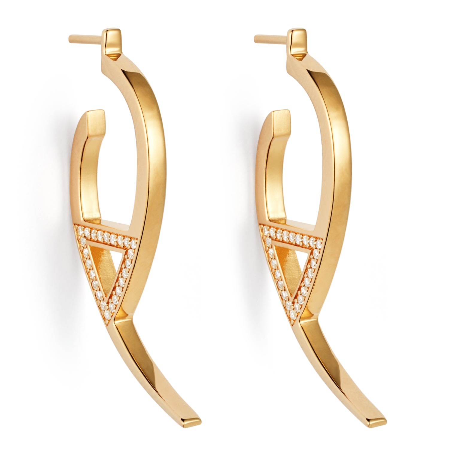 Toolally Women's Flick Earrings - Gold Vermeil & Cubic Zirconia
