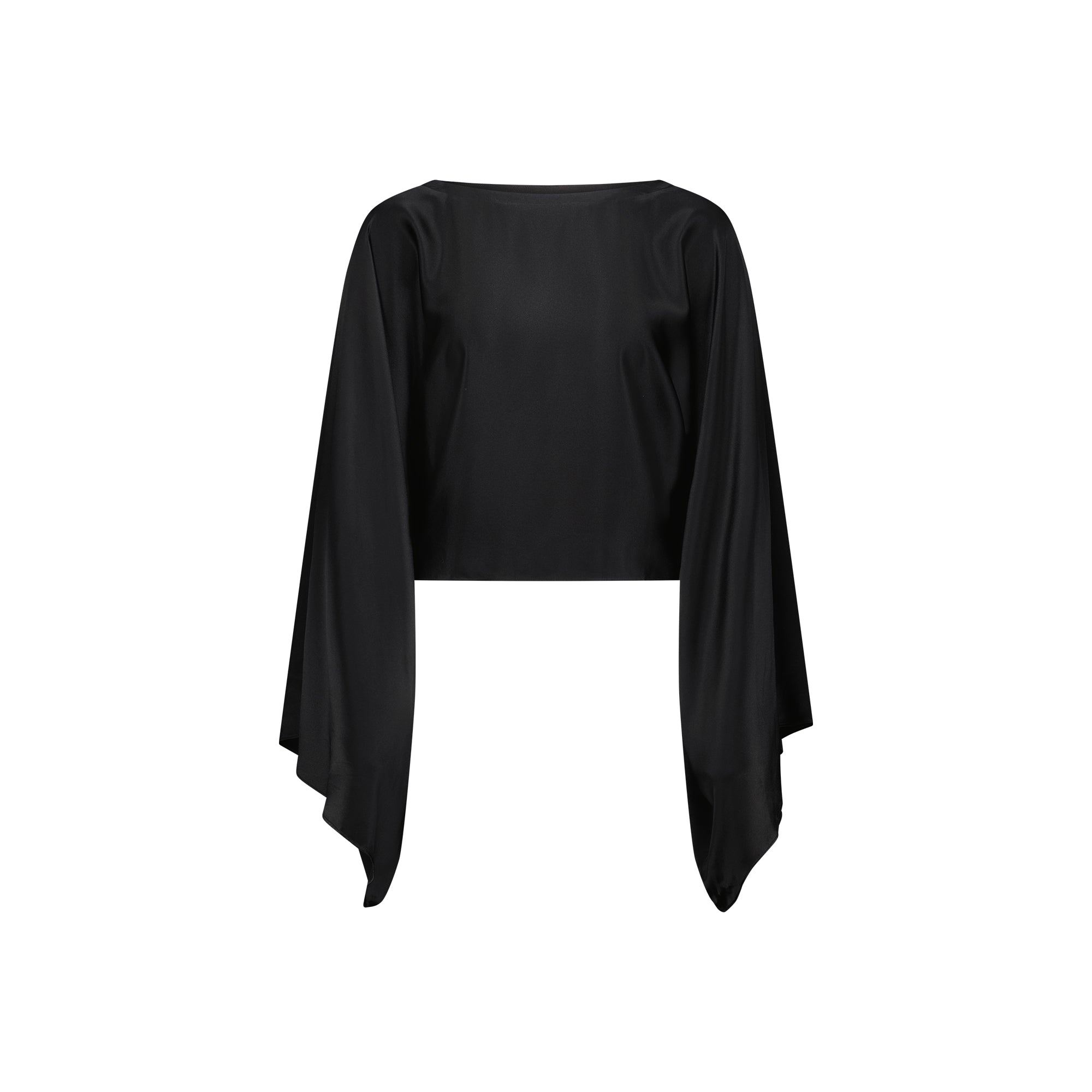 Women’s Paris Pure Silk Bell Sleeve Top Black Small Mera Silk