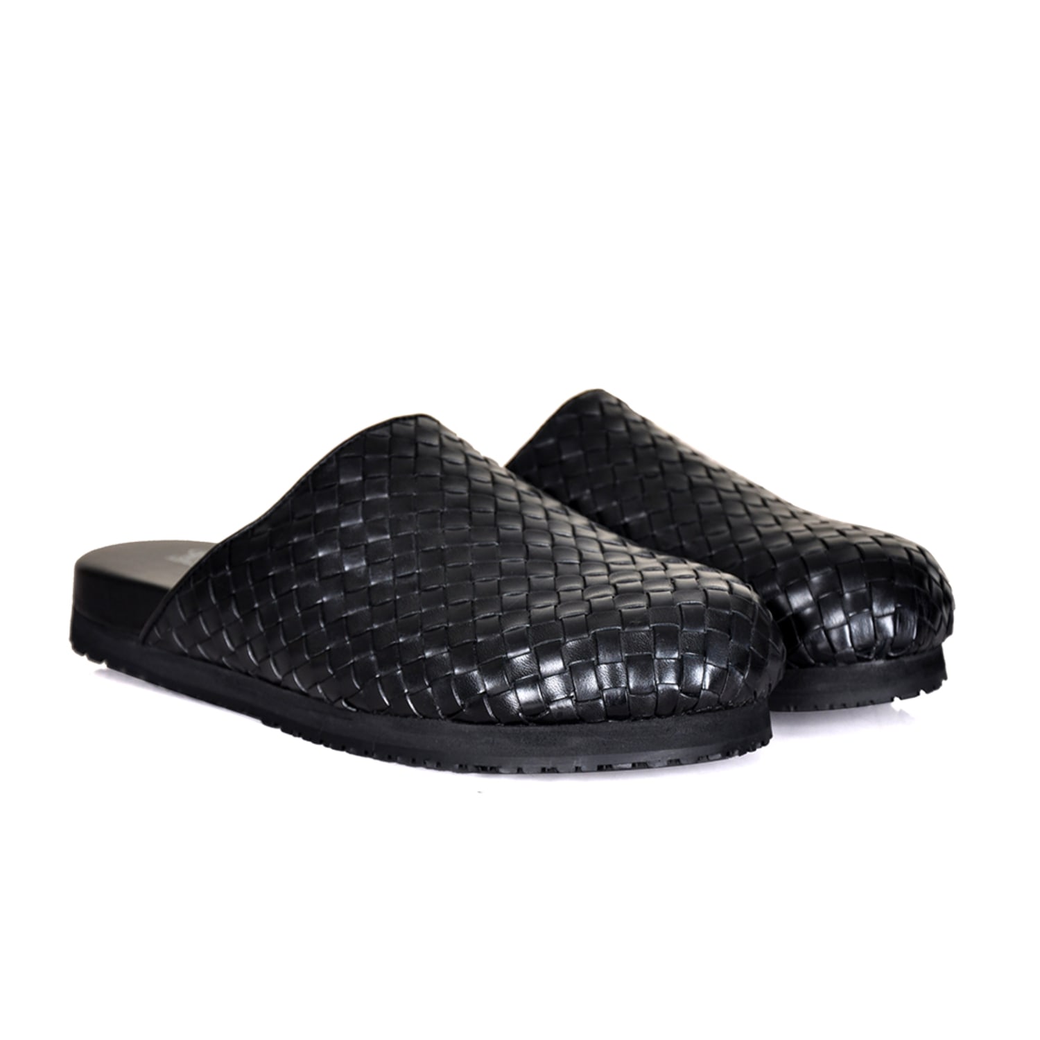 David Wej Men's Lorenzo Handmade Woven Mules - Black In Black
