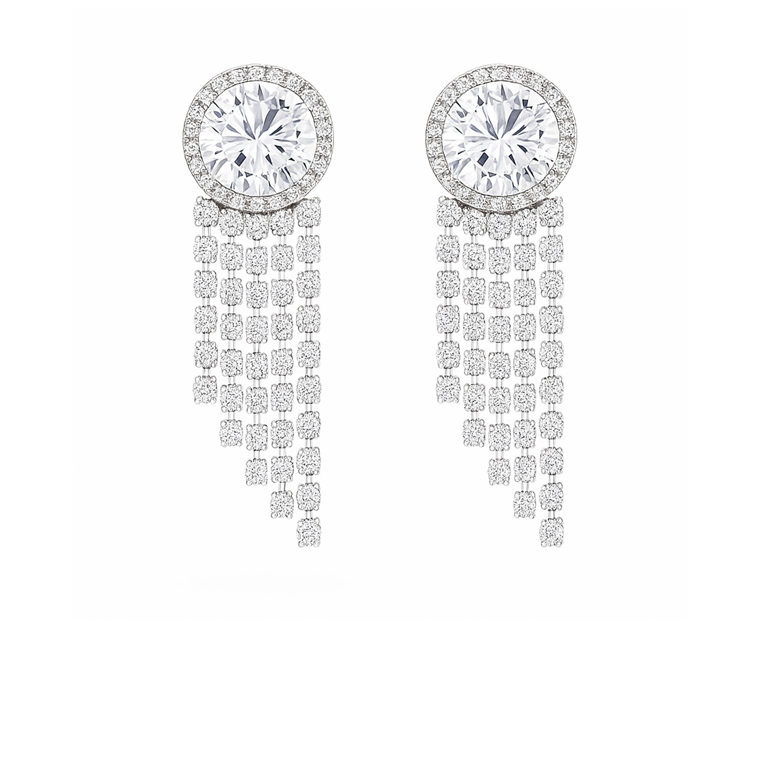 The Gala Women's Silver Radiant Cascade Round-cut Earrings In Silver