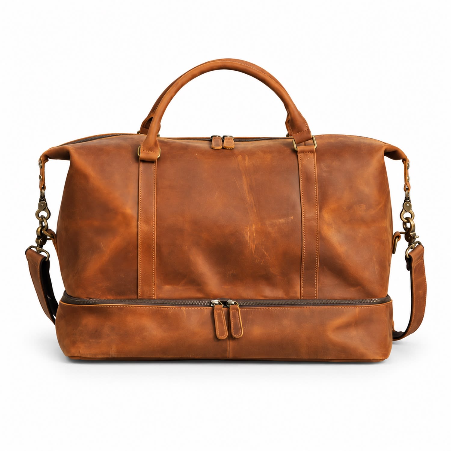 Men's Leather Weekend Bag With Suit Compartment - Browns | Touri