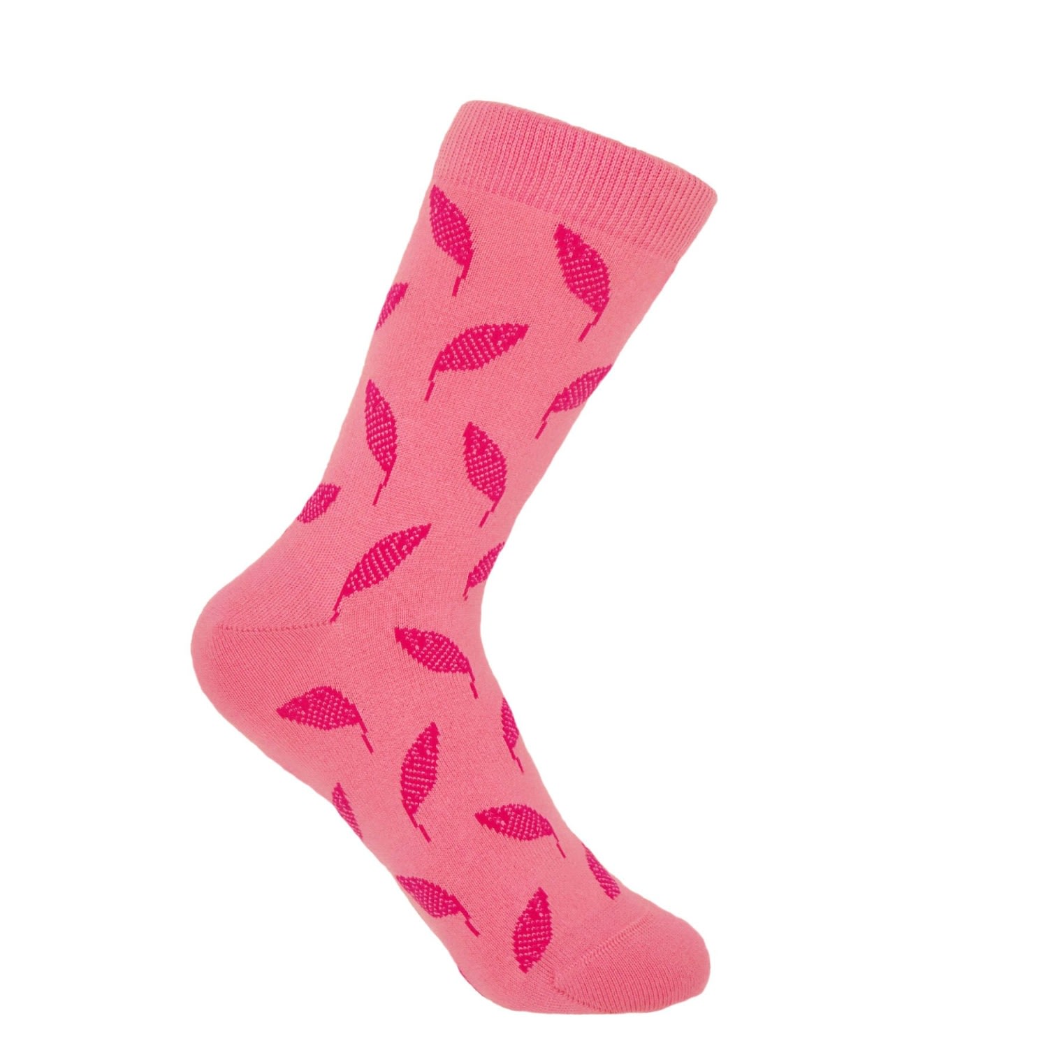 Pink / Purple Pink Leaf Women’s Socks One Size Peper Harow - Made in England