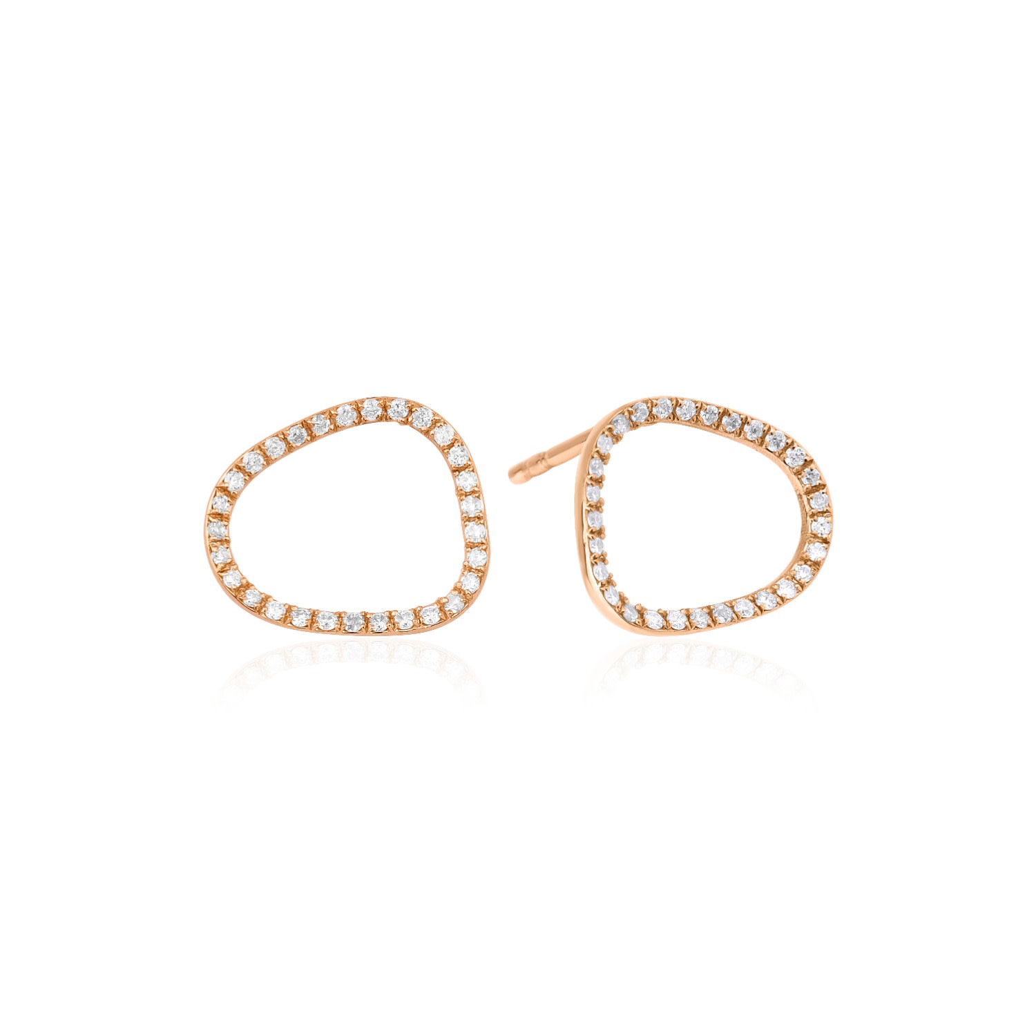 Melez Mini Atelier Women's White / Gold / Rose Gold Vega Halo Earrings - Solid Rose Gold With Diamonds