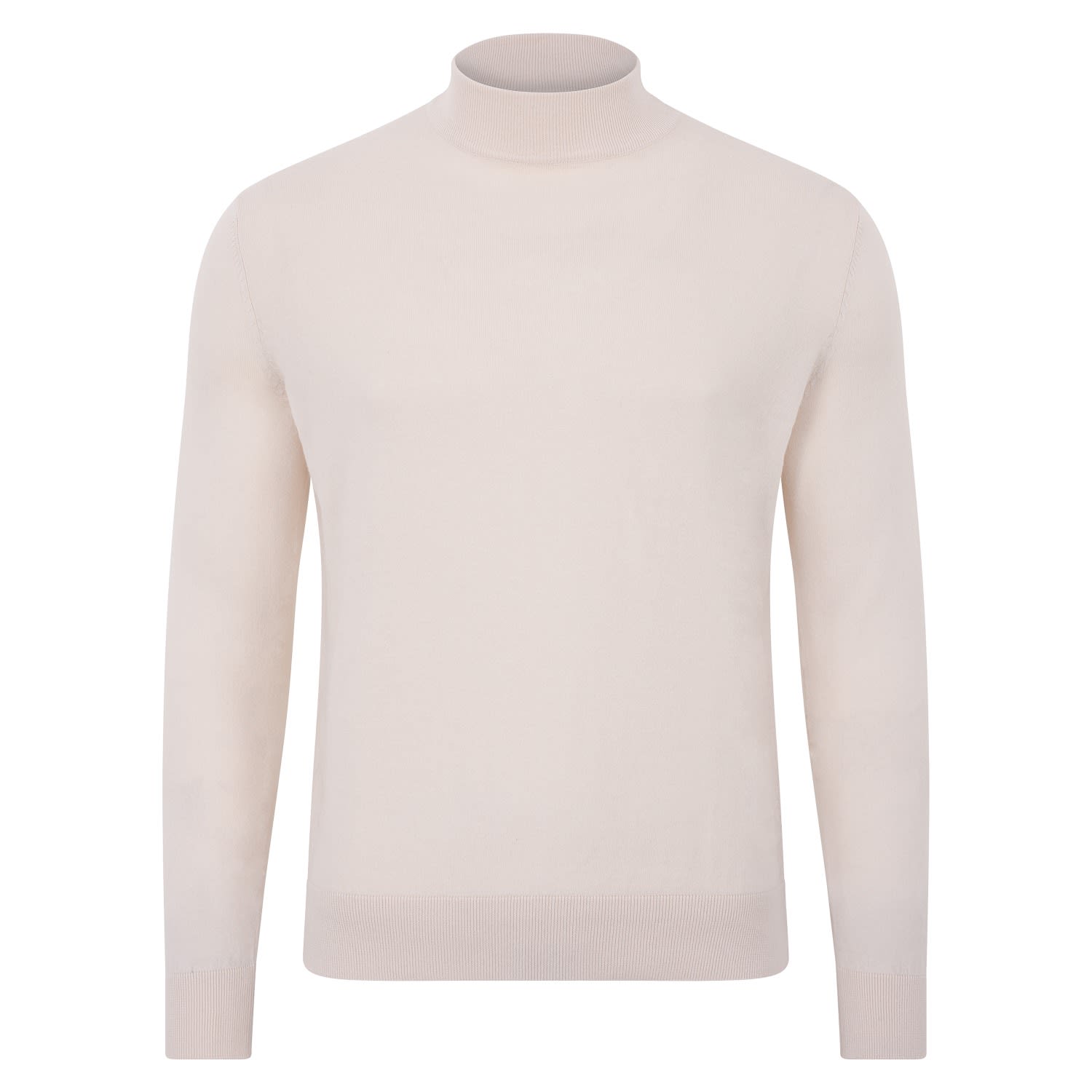 Paul James Knitwear Neutrals Mens Ultra Fine Cotton Mock Turtle Neck Spencer Jumper - Ecru In Beige