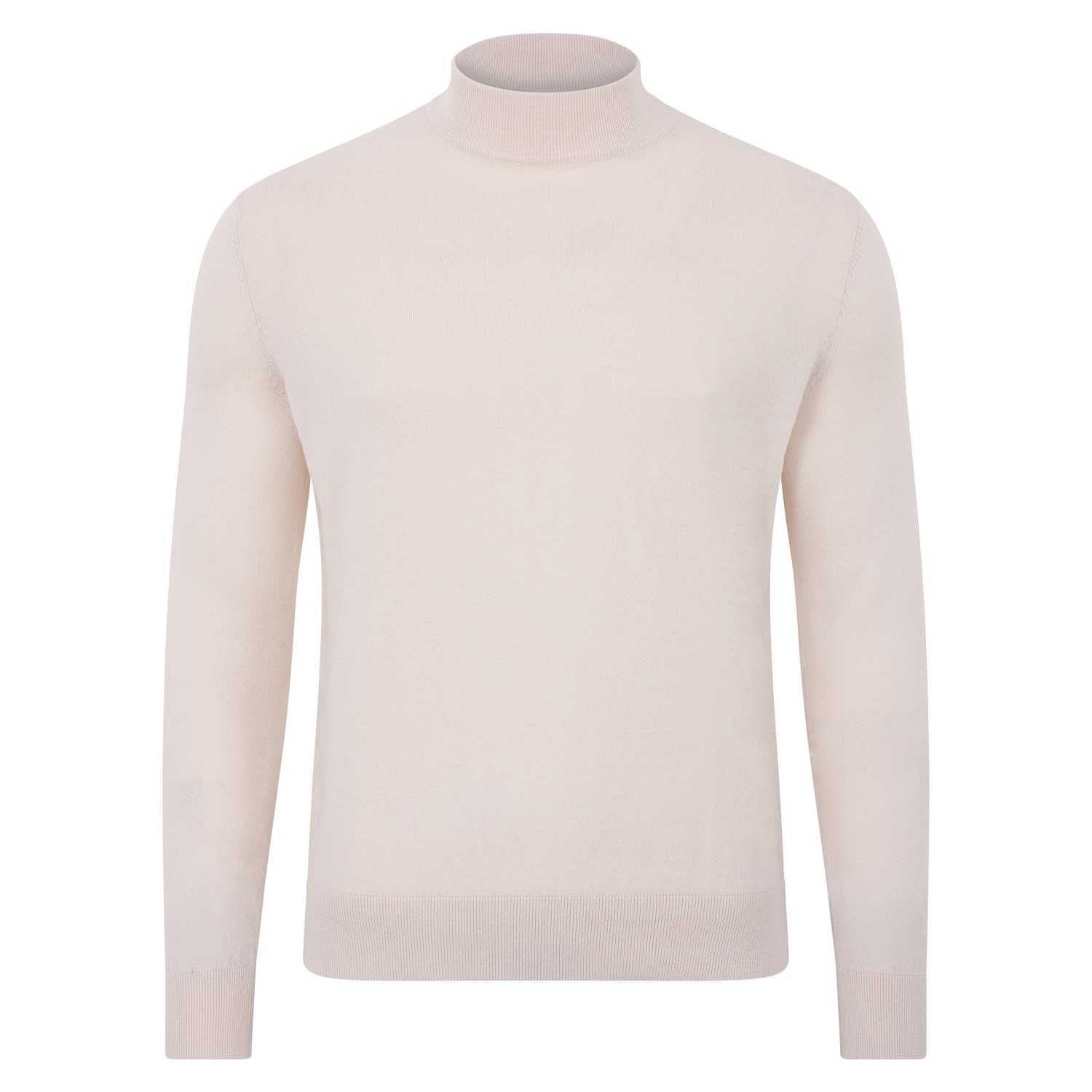 Neutrals Mens Ultra Fine Cotton Mock Turtle Neck Spencer Jumper - Ecru XXL Paul James Knitwear