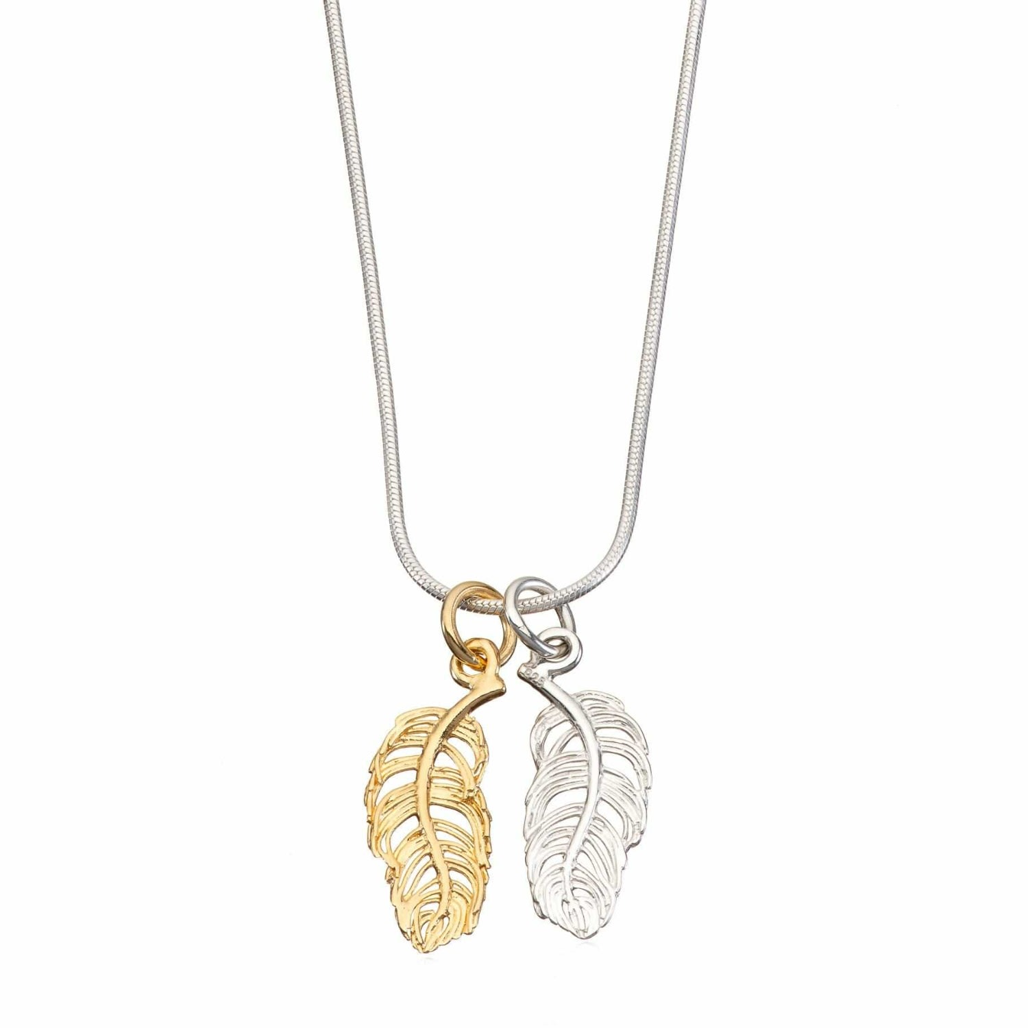 Women’s Gold / Silver Mixed Metal Feather Necklace Lily Charmed