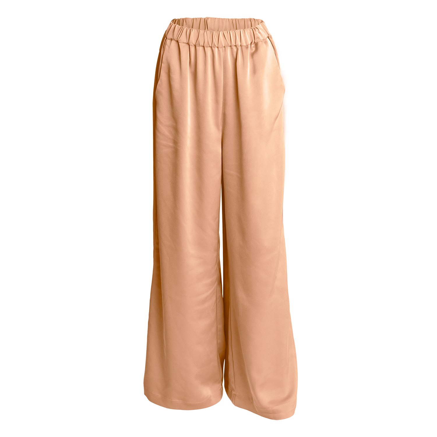 Women’s Neutrals Melissa Elastic Waist Wide Leg Pant - Peach Fuzz Small Alanakayart