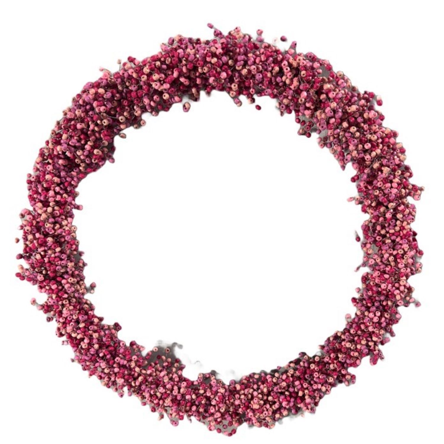 Lila Rasa Red / Pink Red & Pink  Wooden Beads Wreath In Pink