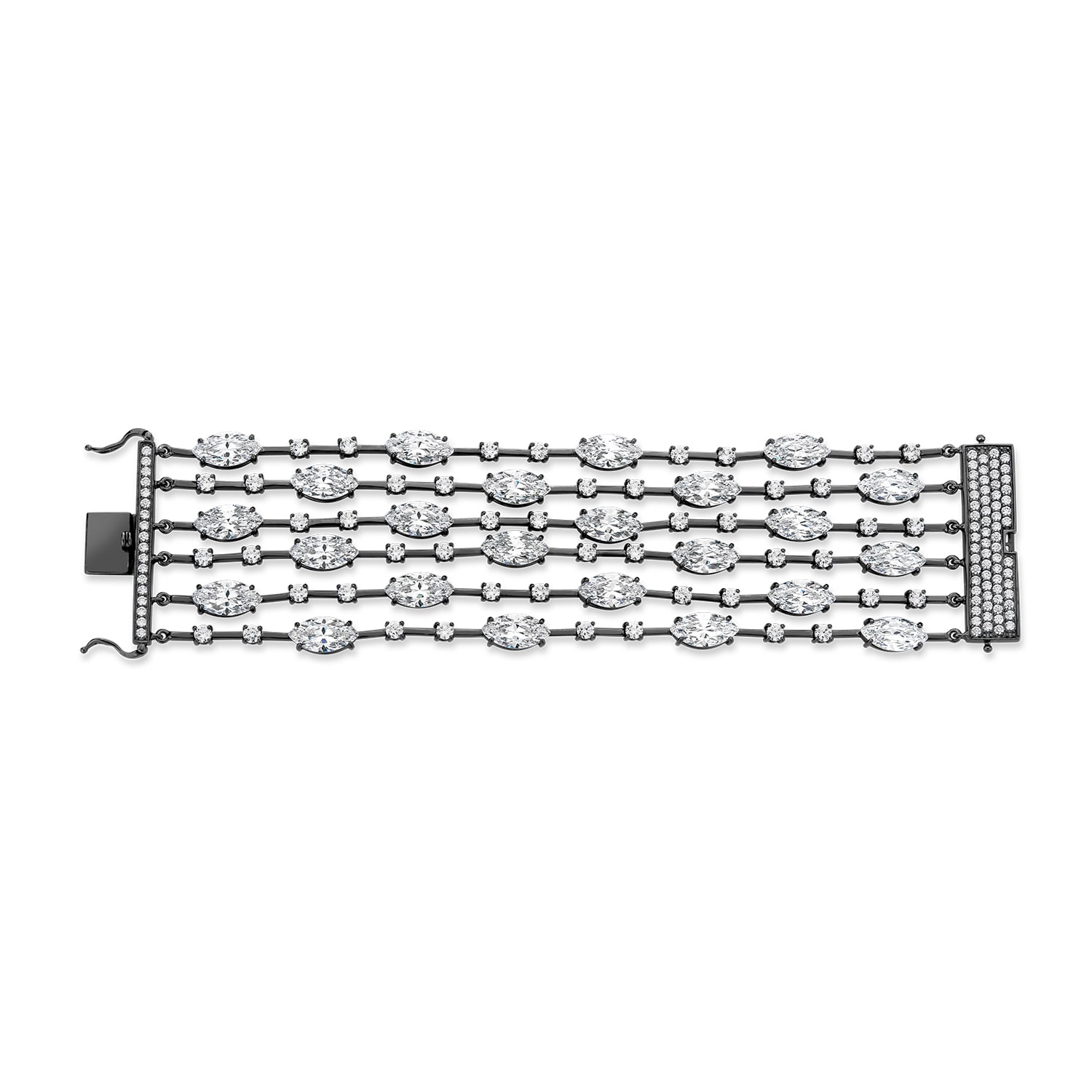 Sally Skoufis Women's White / Black Regen Bracelet With Man Made Cz Diamond Stimulant In Premium Black Rhodium In Multi