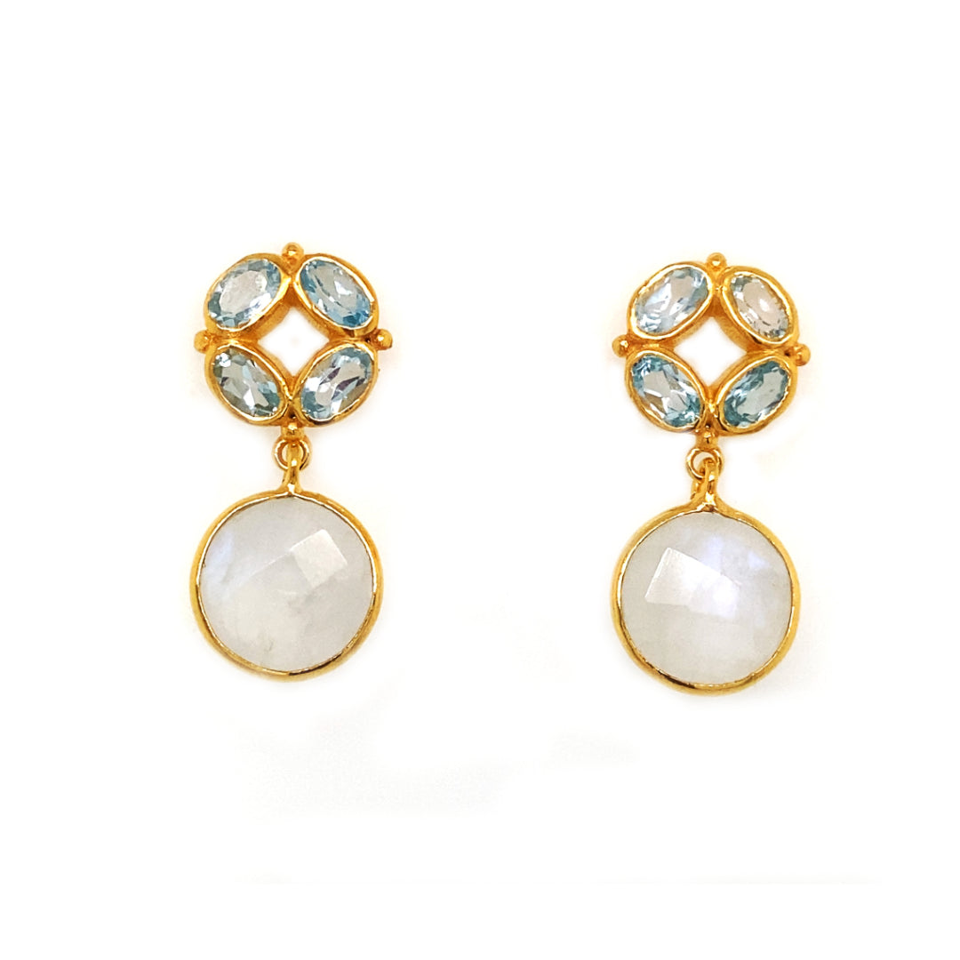 Gem Bazaar Jewellery Women's White / Gold / Blue Forget-me-not Earrings