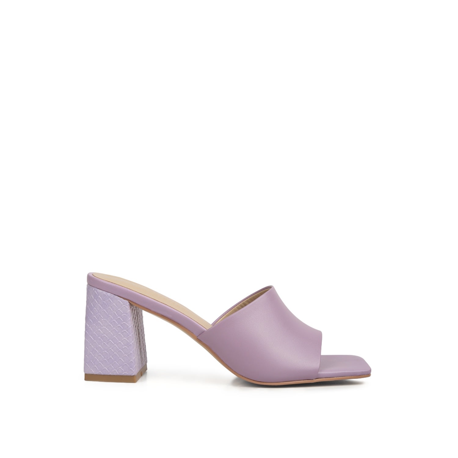 Rag & Co Audriana Lilac Textured Block Heel Sandals In Pink/purple