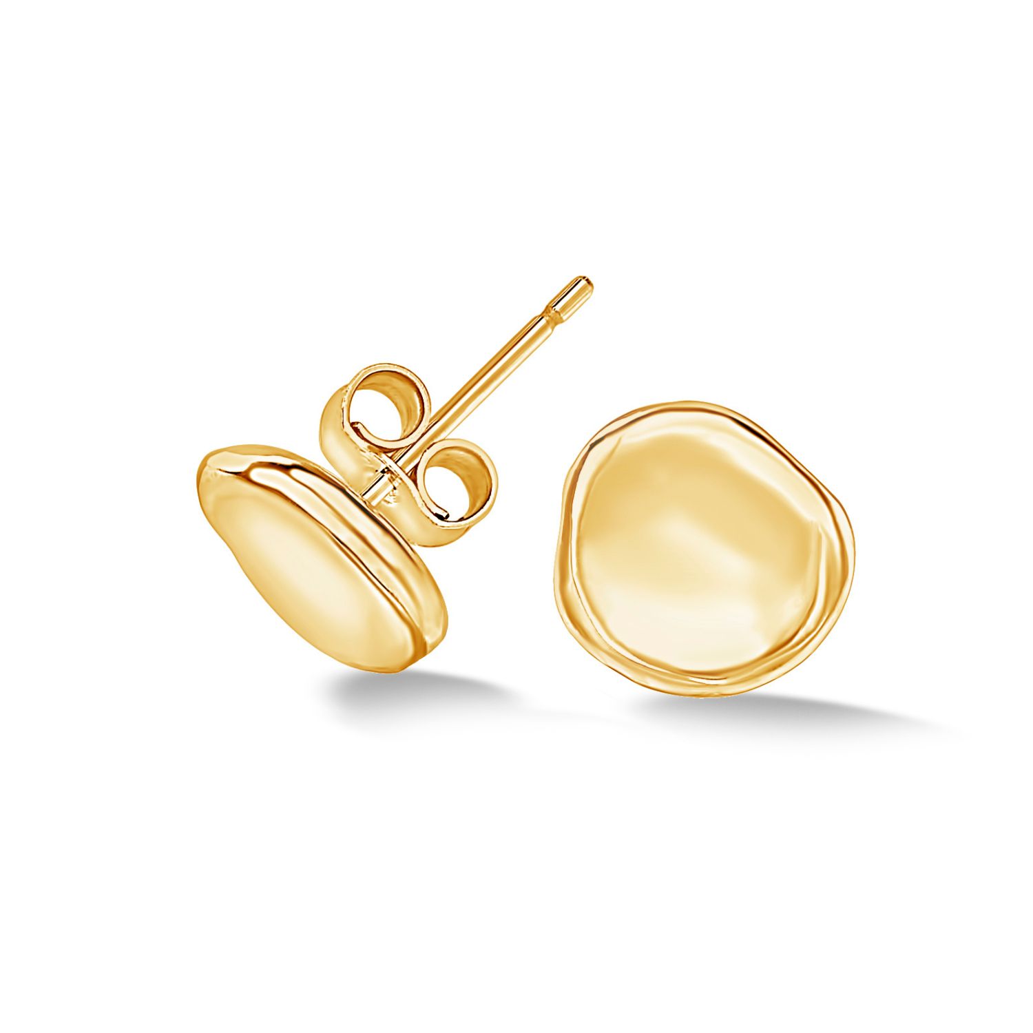 Dower & Hall Men's Single Dimple Pebble Stud In Gold Vermeil