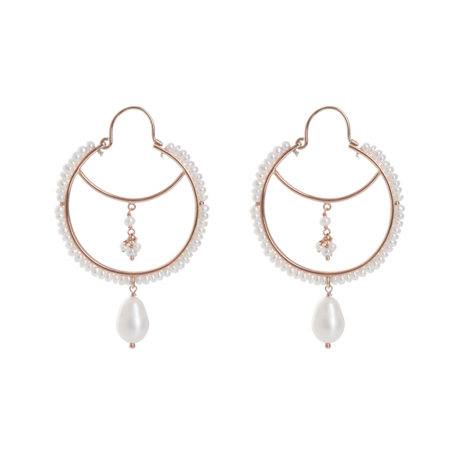 Women’s Rose Gold Pearly Drop Hoop Earrings Freya Rose