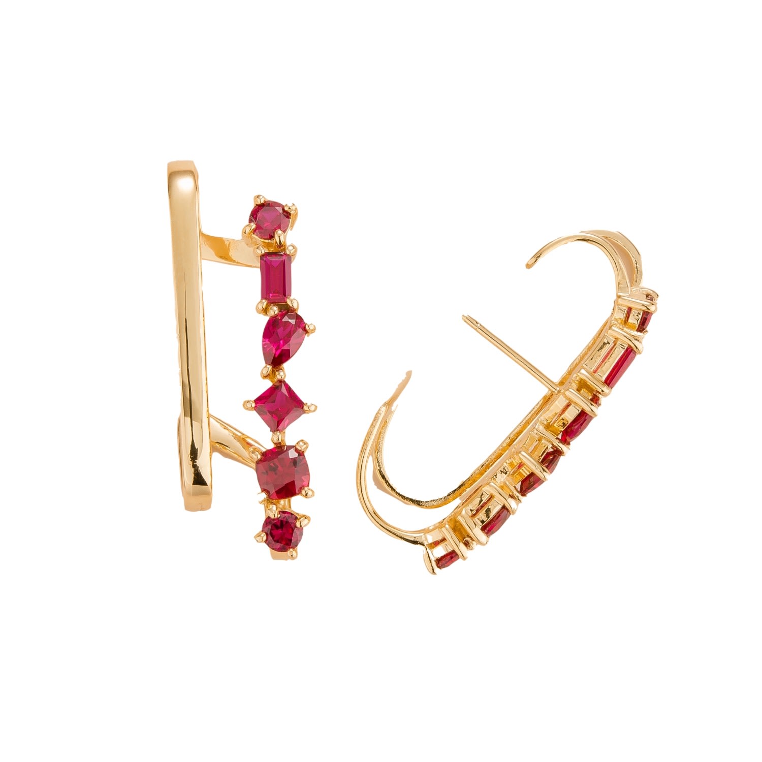 Juvetti Women's Red Serene Earrings With Ruby Set In Yellow Gold In Red