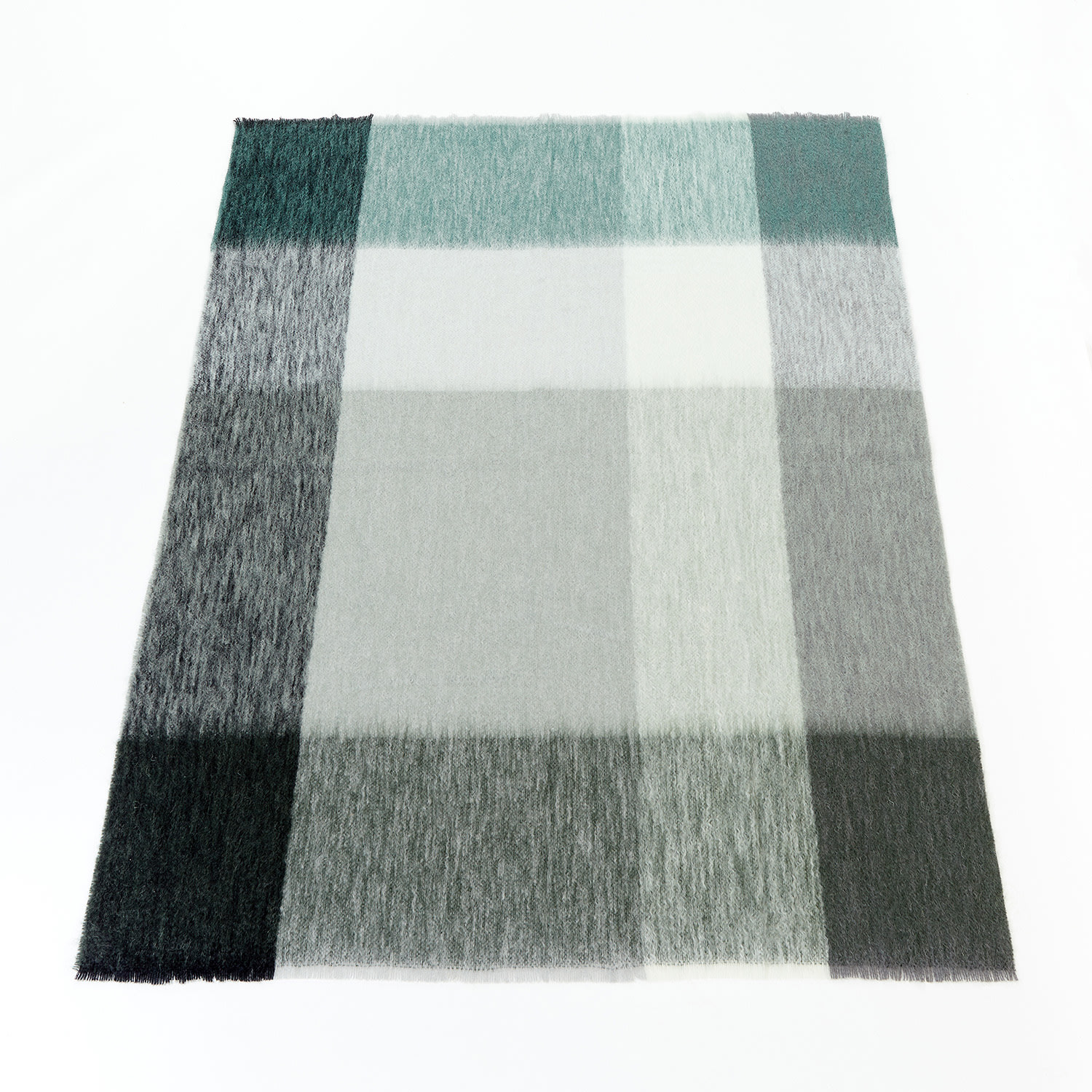 Eliská Green / Black / Grey Large Mohair Abstract Throw In Almond In Green/black/grey