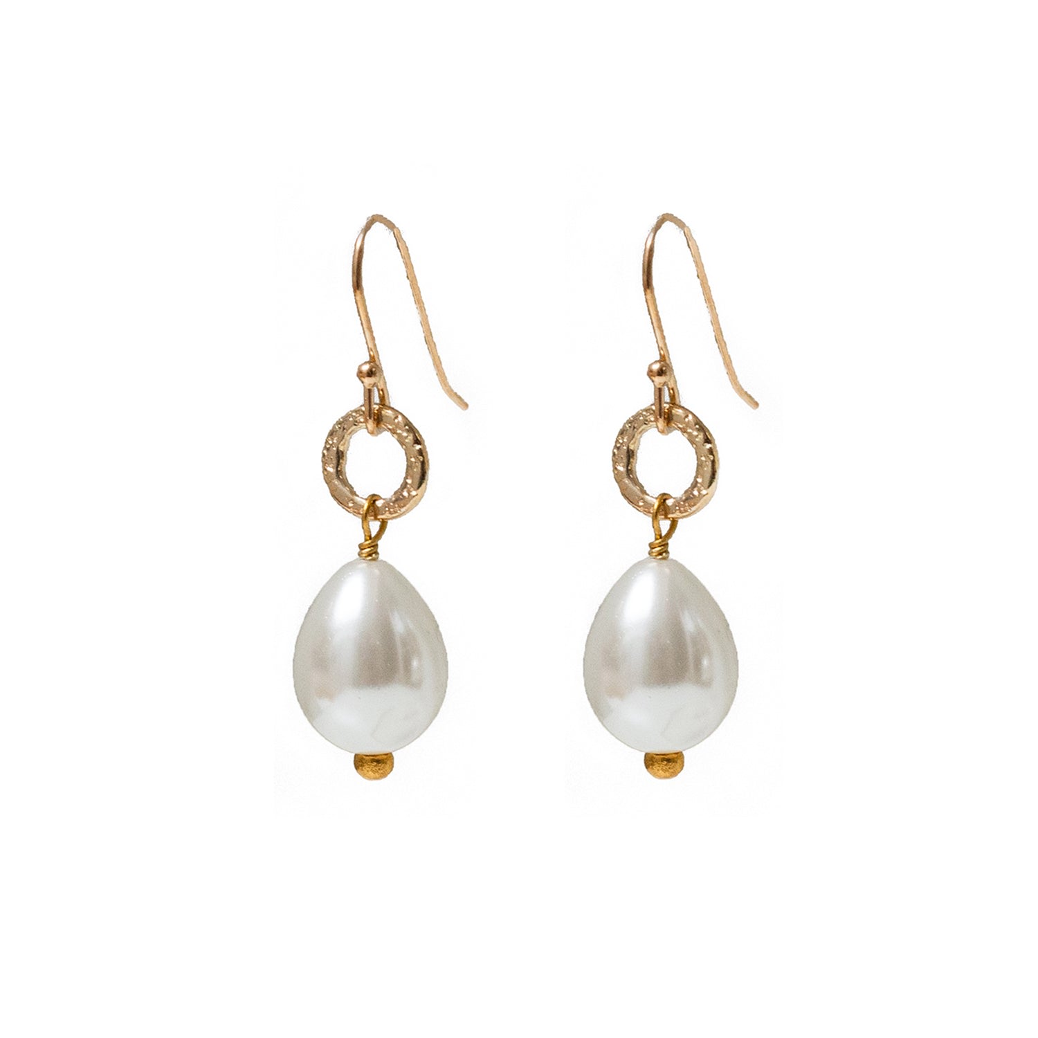 Women’s Gold / White Gita Large Mother Of Pearl On Hook Earring Mirabelle Jewellery