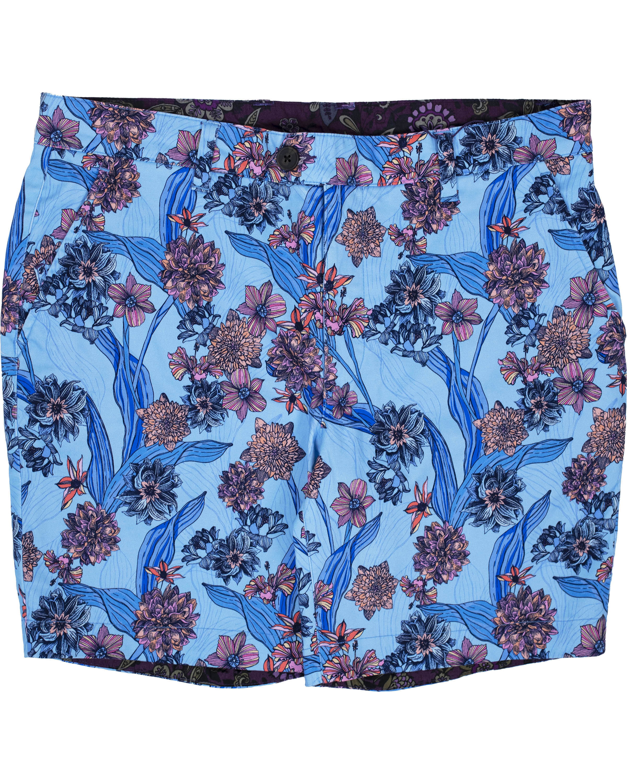 Men’s Blue / Yellow / Orange John Ocean Floral Shorts - Blue 32" Lords of Harlech