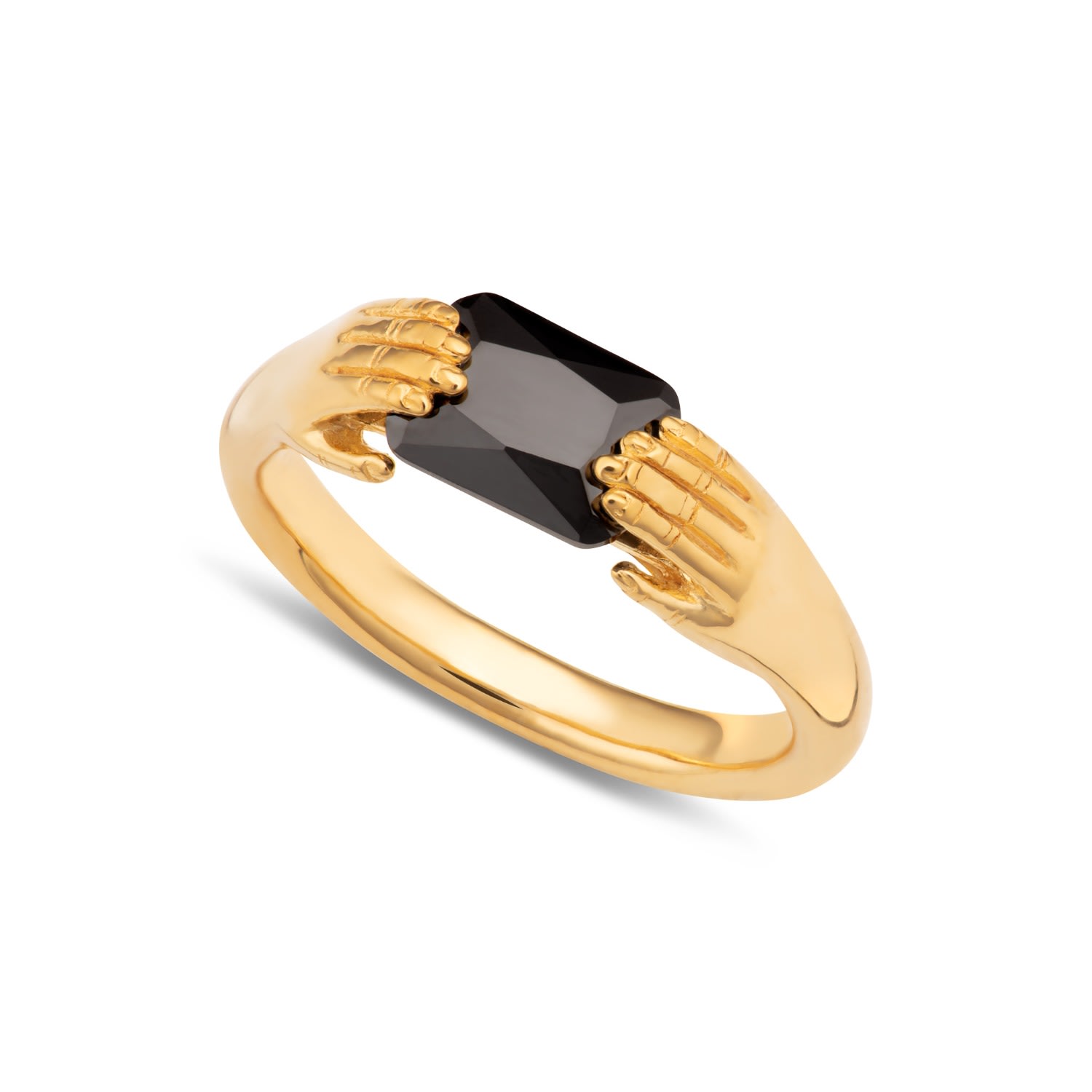 Women’s Gold / Black Gold Fede Ring With Black Stone Scream Pretty