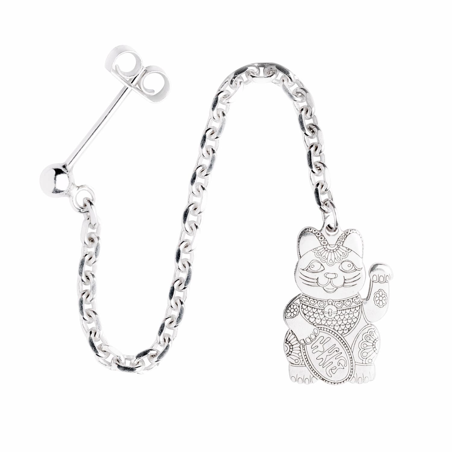 silver lucky cat