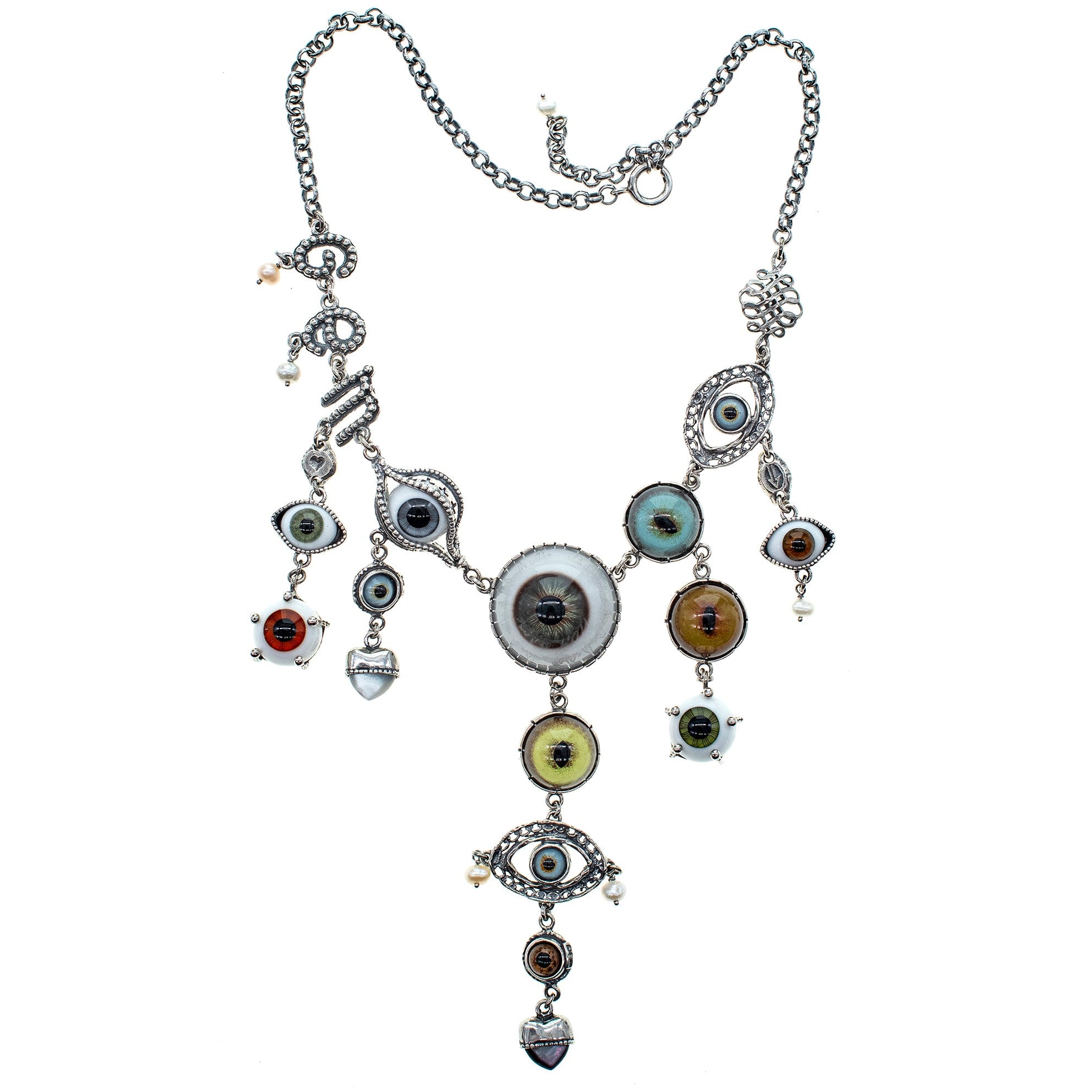 Women's Silver Eye Love You Statement Necklace | Gem Kingdom