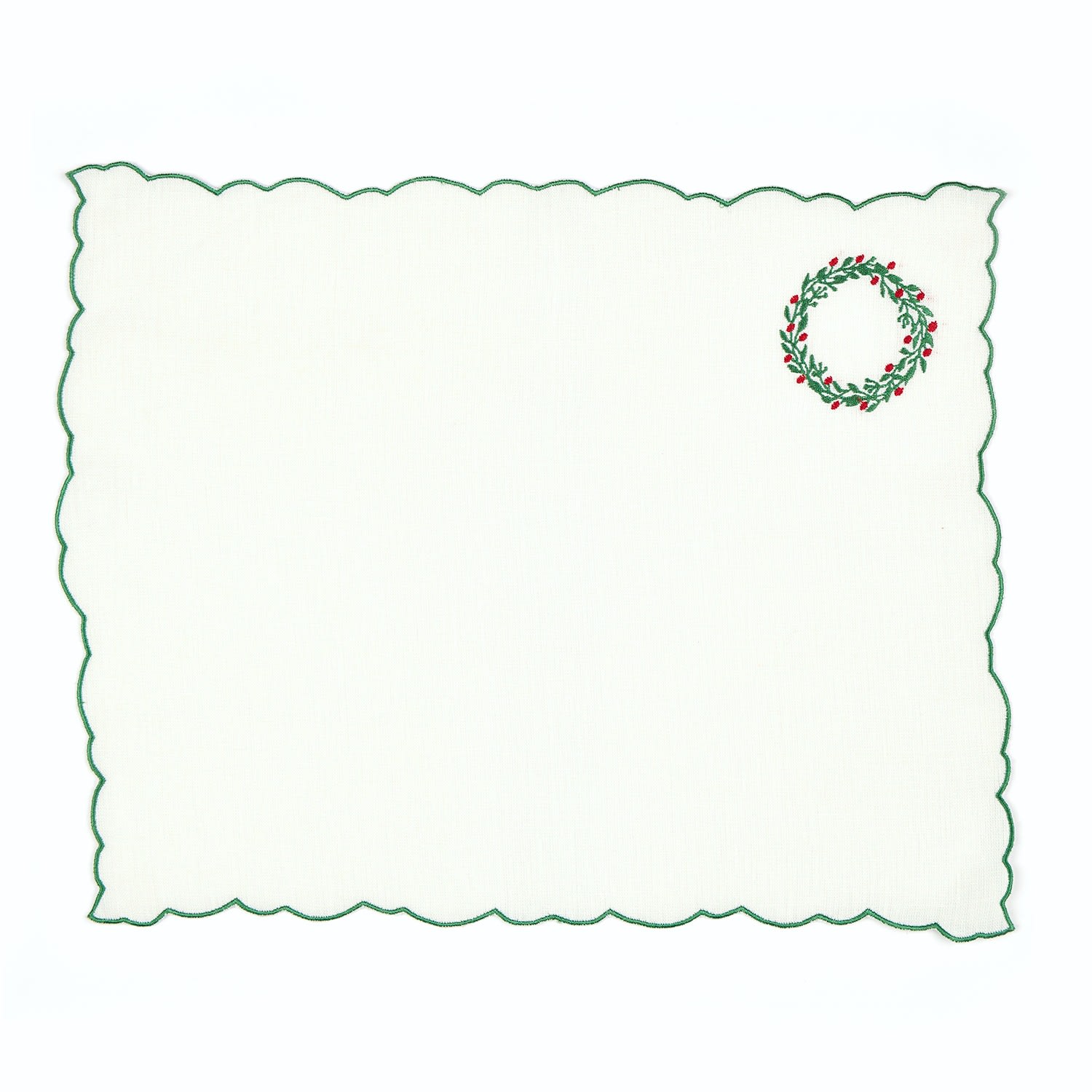 Km Home Collection Wreath Embroidery Linen Placemat Set Of 2 In Multi