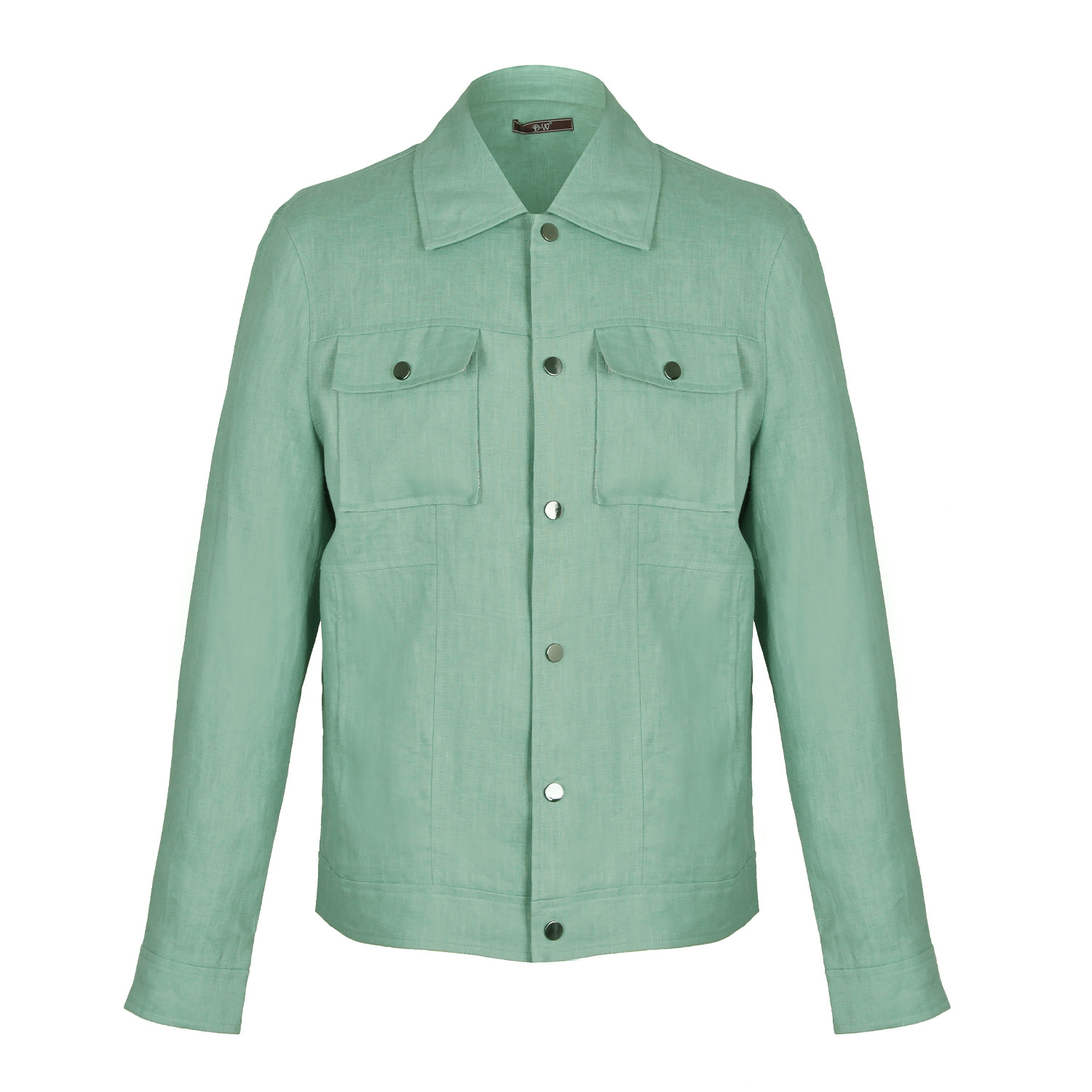 David Wej Men's Green Hugo Linen Trucker Jacket - Teal