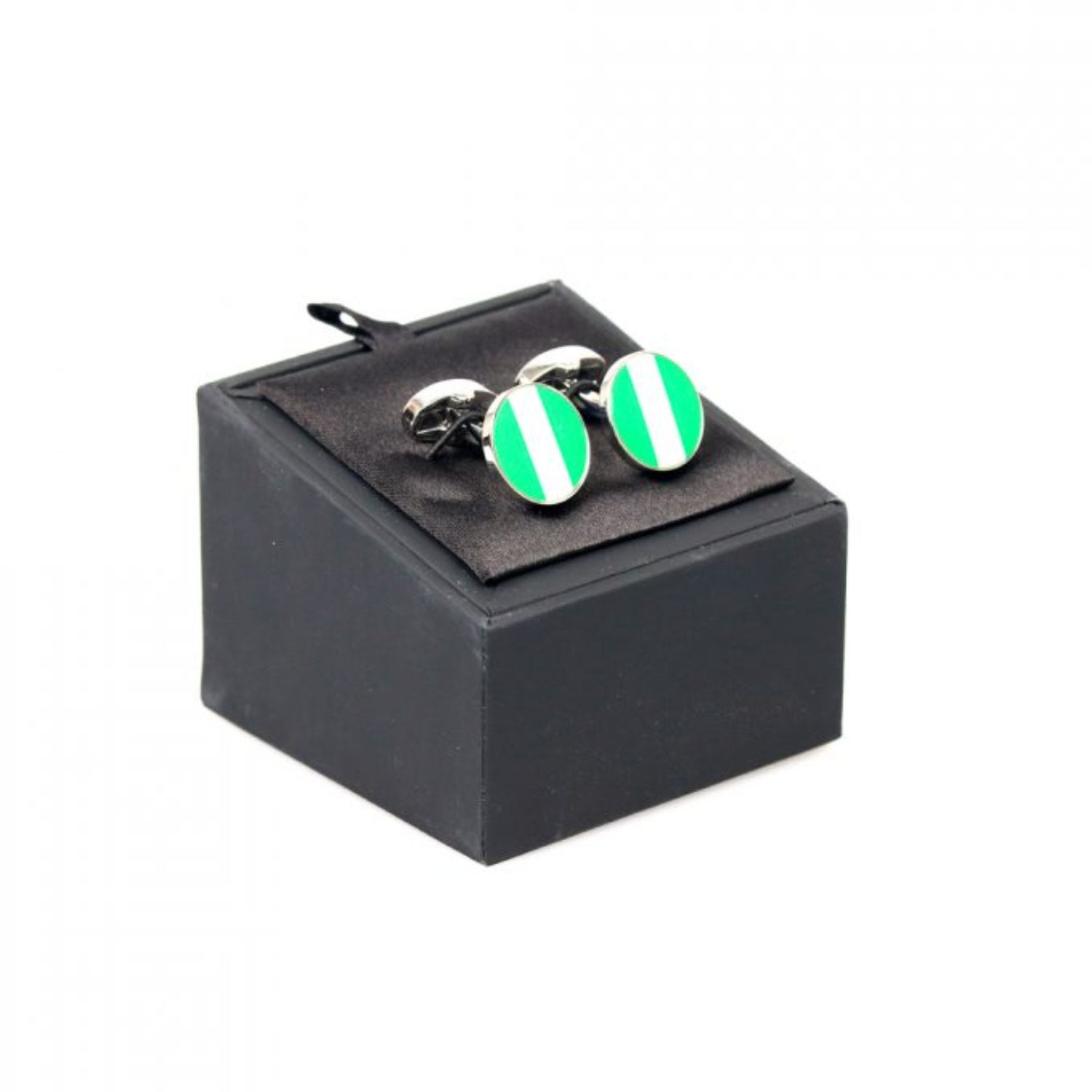 David Wej Men's Nigeria Flag Circle Cufflink – White Green In Multi