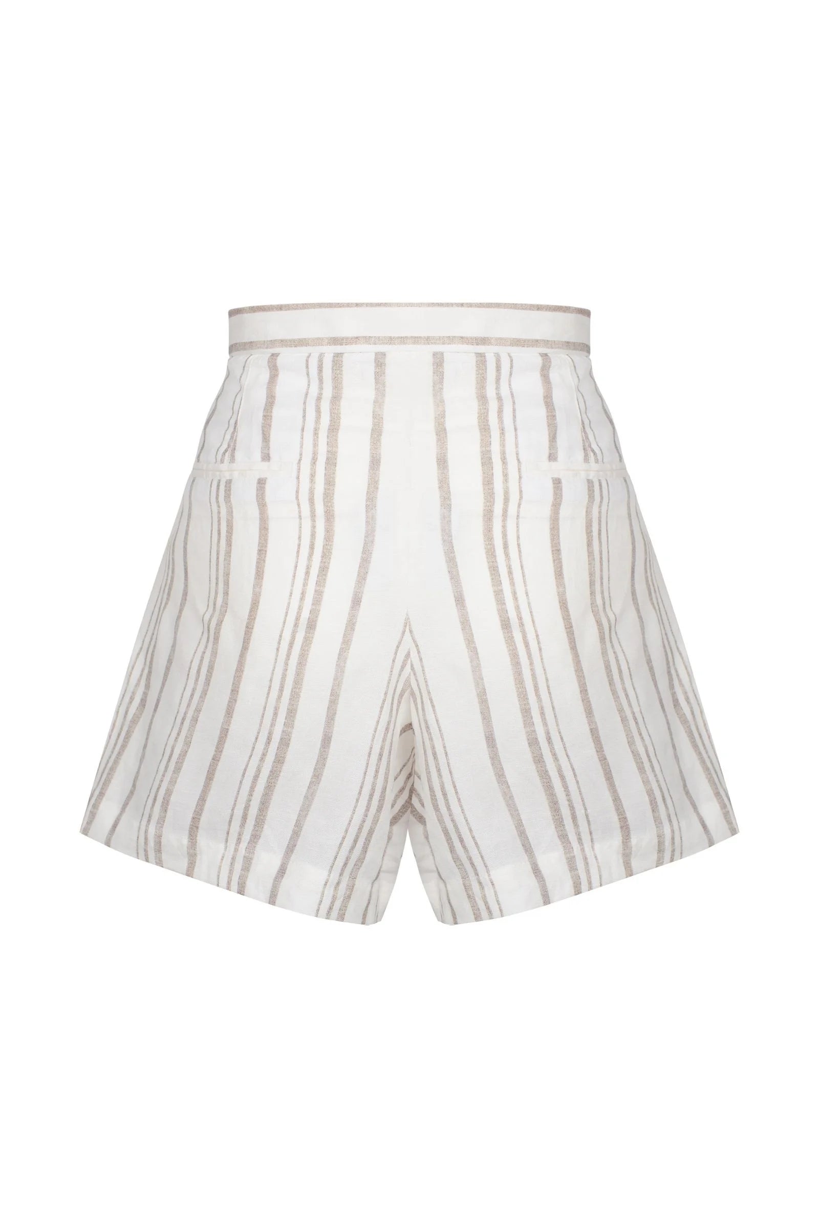 Men’s White Stripe Linen Shorts L/Xl Amira Collective