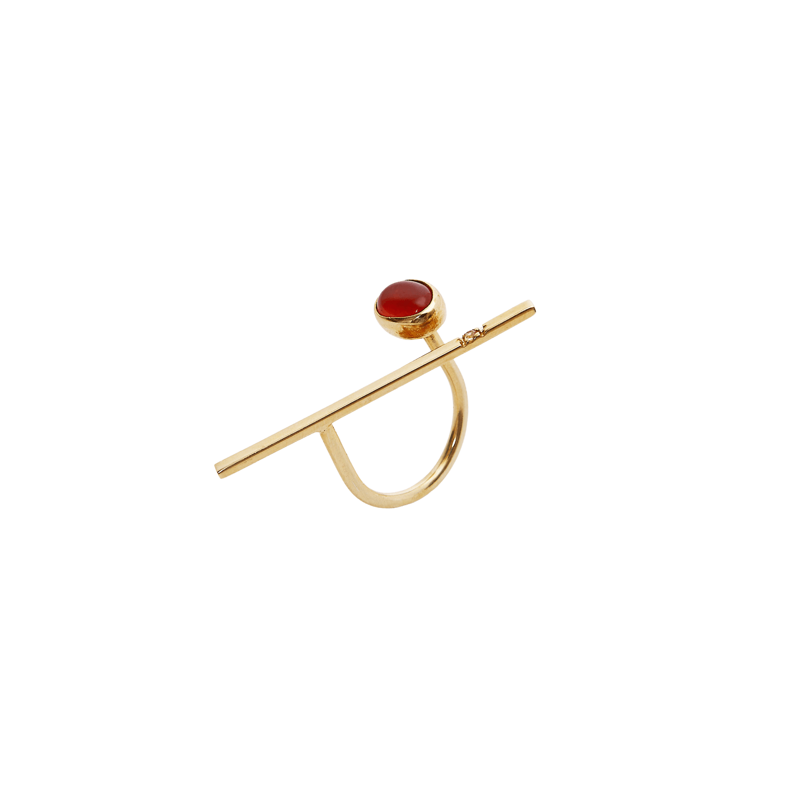 Spero London Women's Sterling Silver Bar Circle High Quality Natural Stone Adjustable Ring - Gold