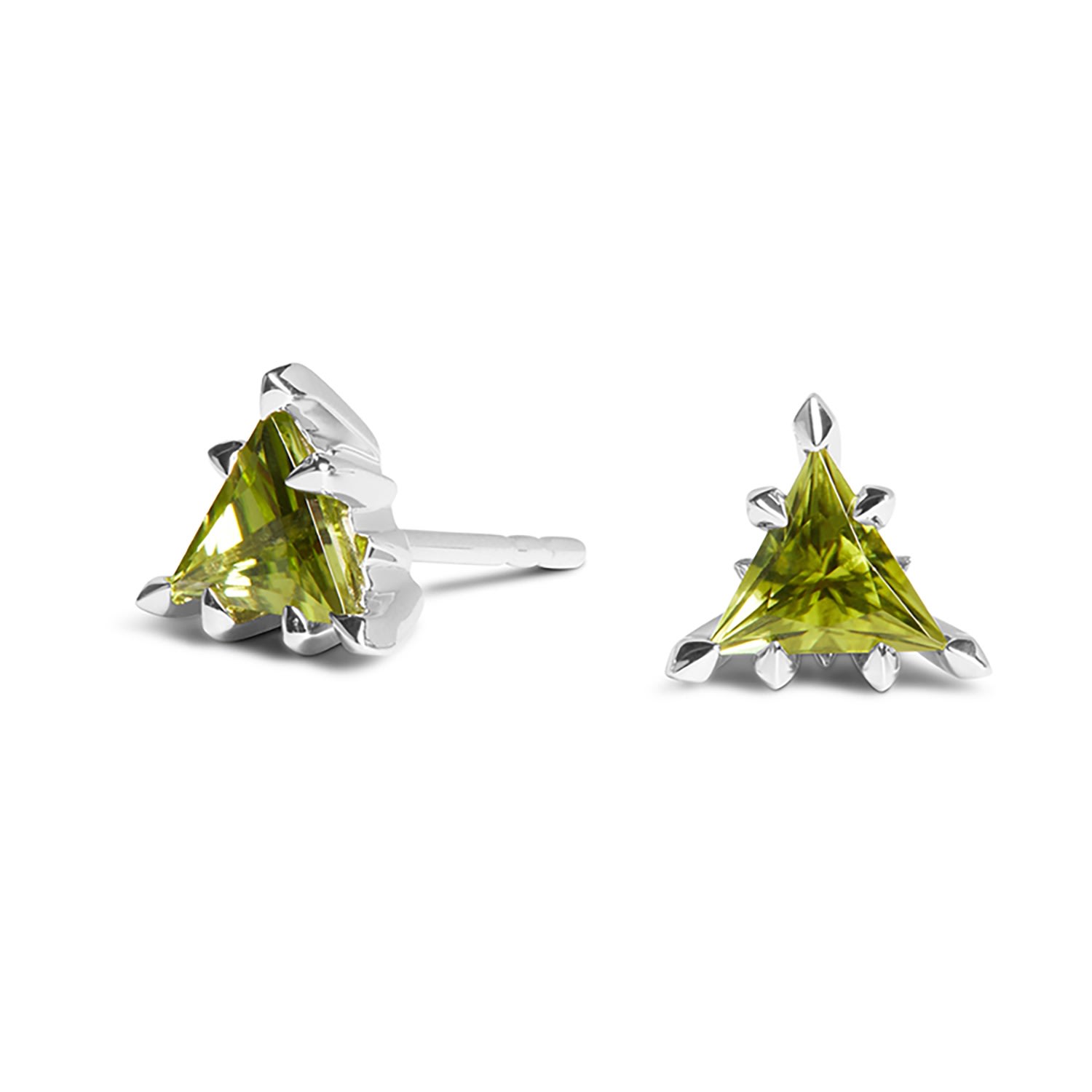 Kasun Women's Trillion Earrings - Silver And Peridot In Silver