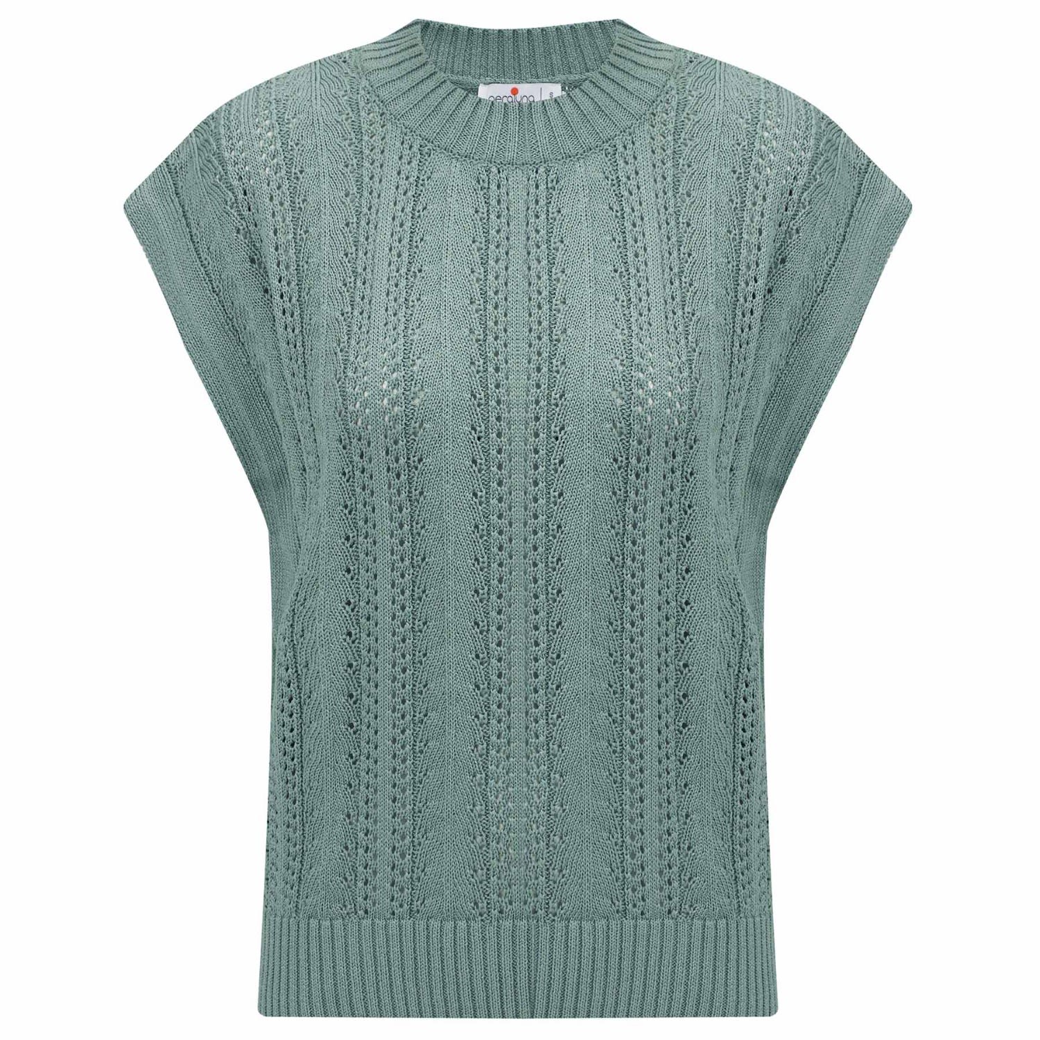 Peraluna Women's Green Sima O-neck Openwork Knit Blouse In Nile Geen In Green