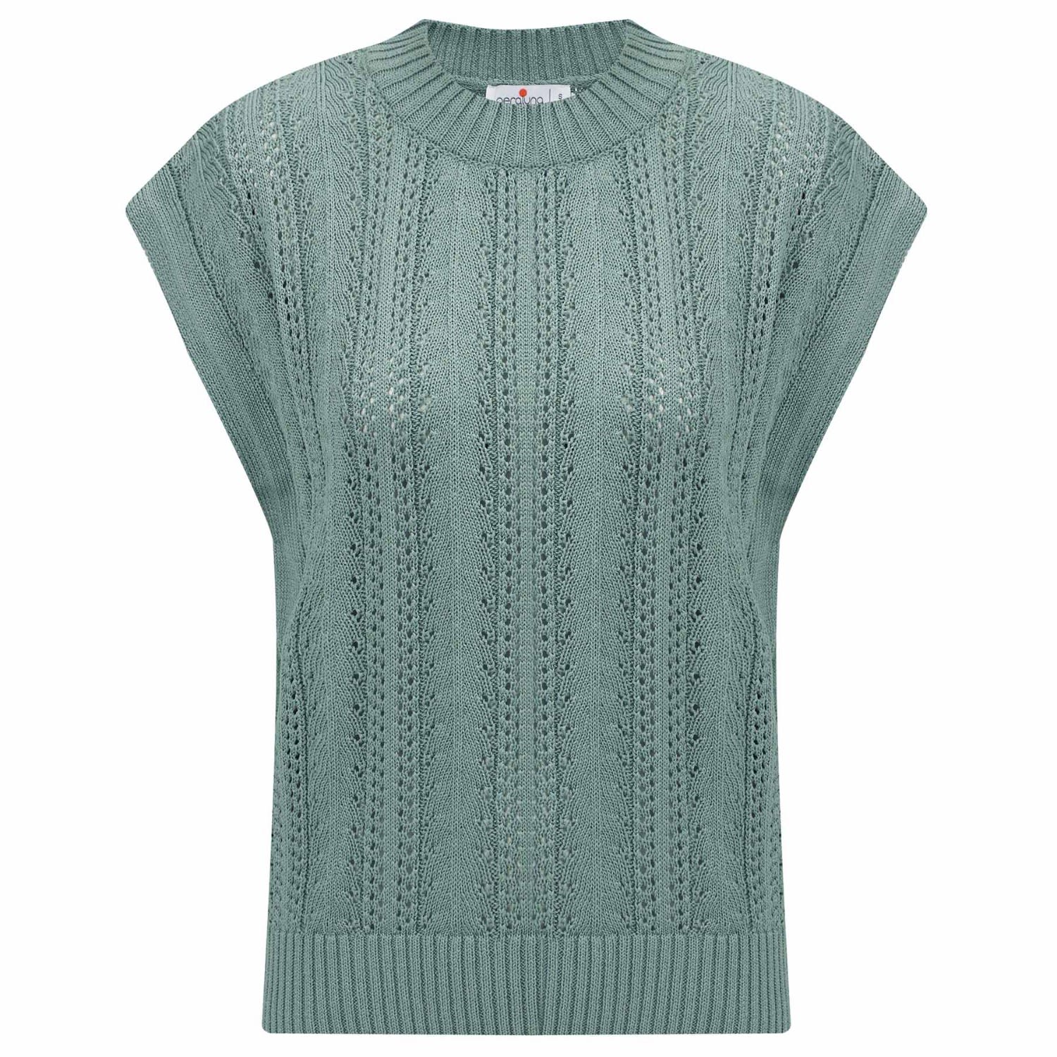 Women’s Green Sima O-Neck Openwork Knit Blouse In Nile Geen Large Peraluna