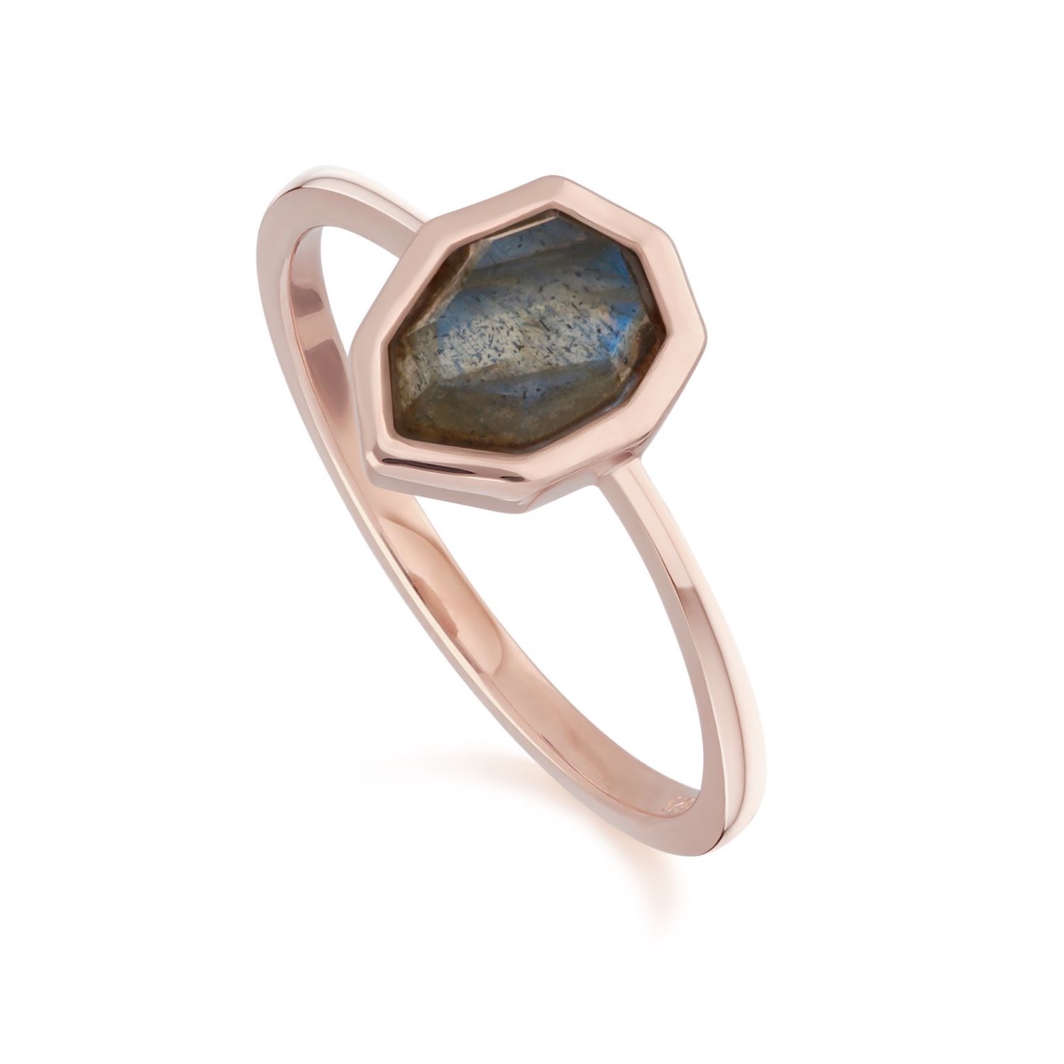 Women’s Blue Irregular Labradorite Ring In Rose Gold Plated Silver Gemondo