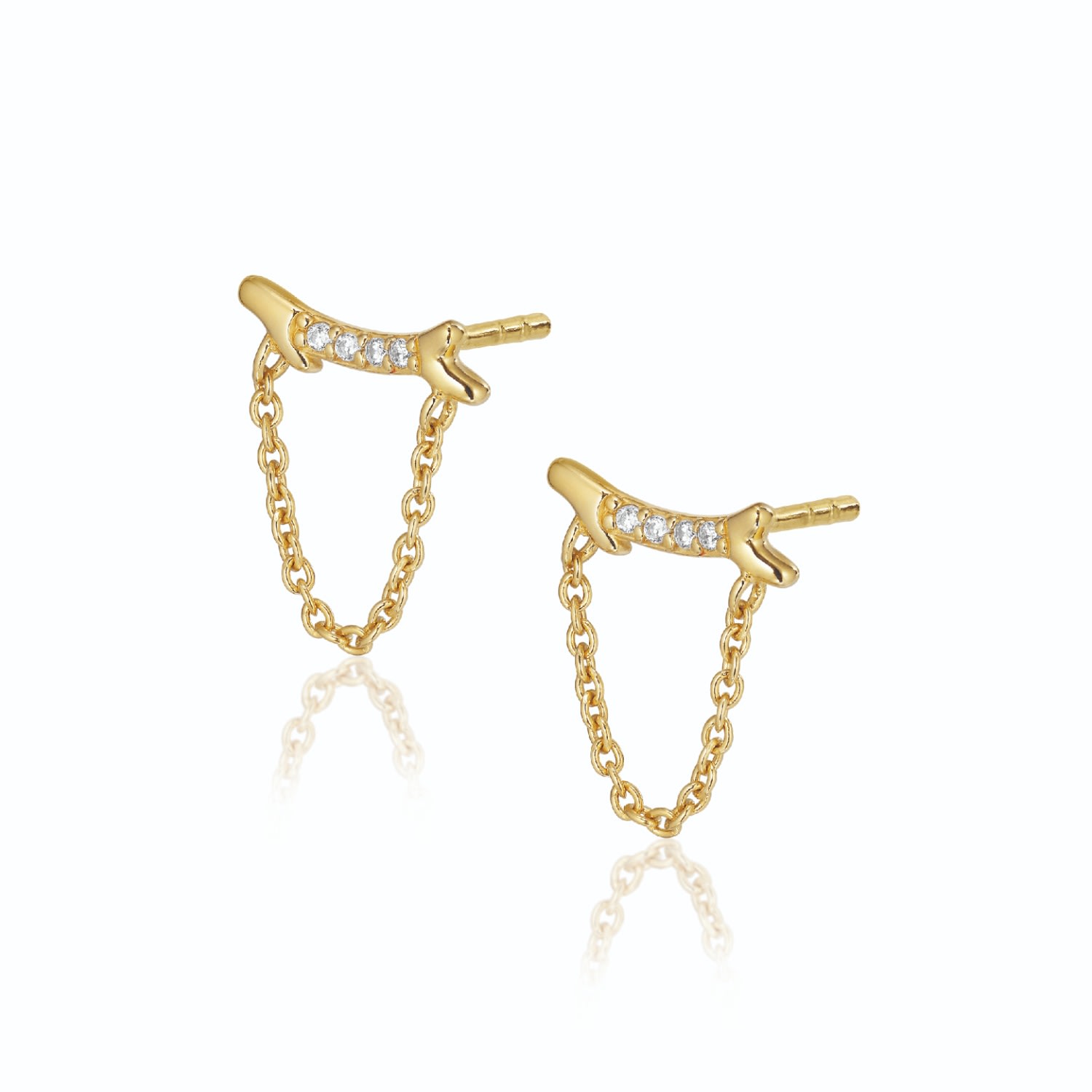 Women’s Gold Grace - Branch Earstuds W. Zicons Alura Copenhagen Jewellery