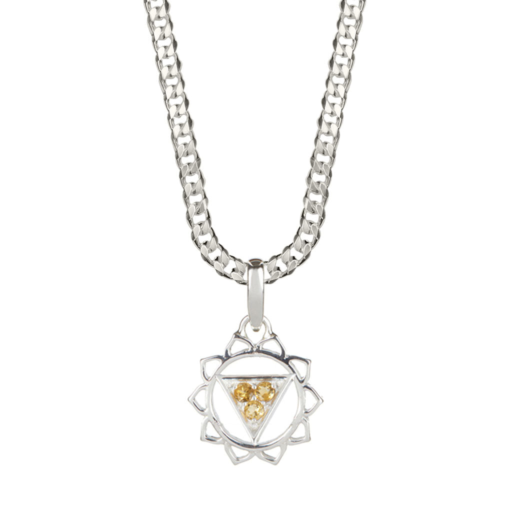 Solar Plexus Chakra Men’s Silver Necklace - Citrine Charlotte’s Web Jewellery