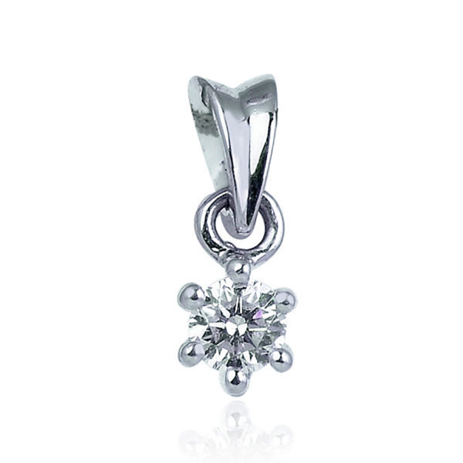 Artisan Women's 18k White Gold In Prong Natural Diamond Solitaire Charm Pendant In Metallic