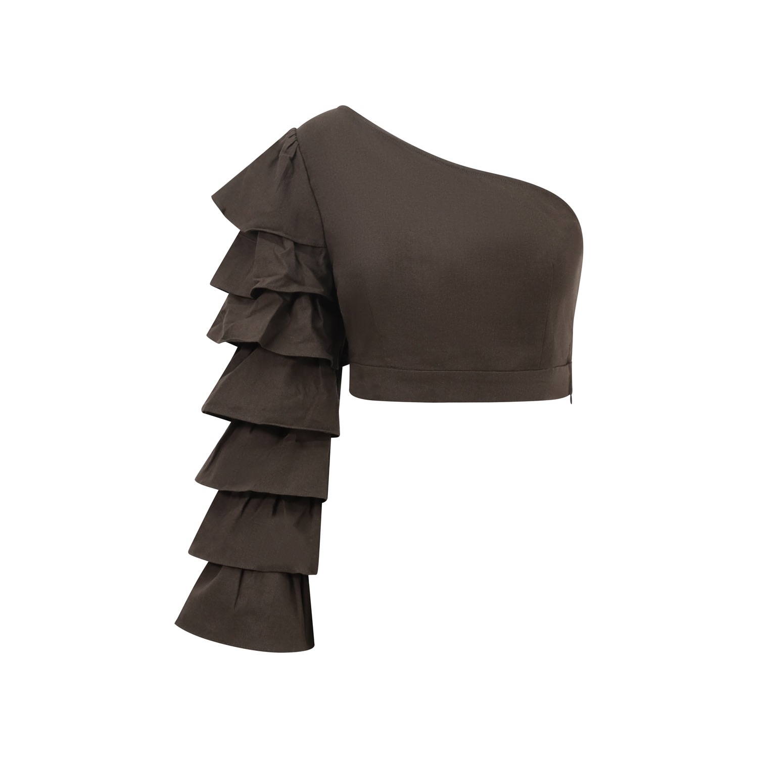 Balou Women's Brown Frill Sleeve Top