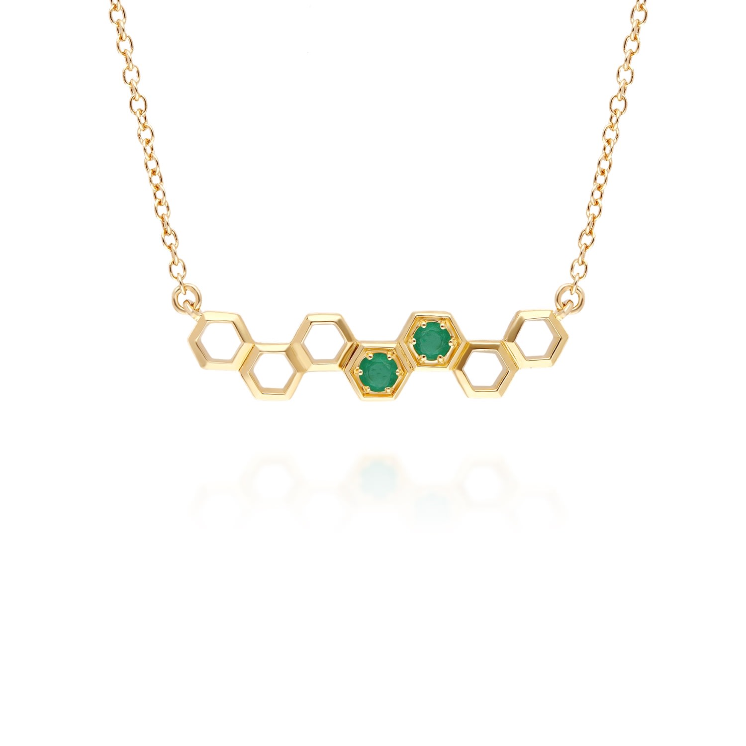 Women’s Honeycomb Inspired Emerald Necklace In Yellow Gold Gemondo