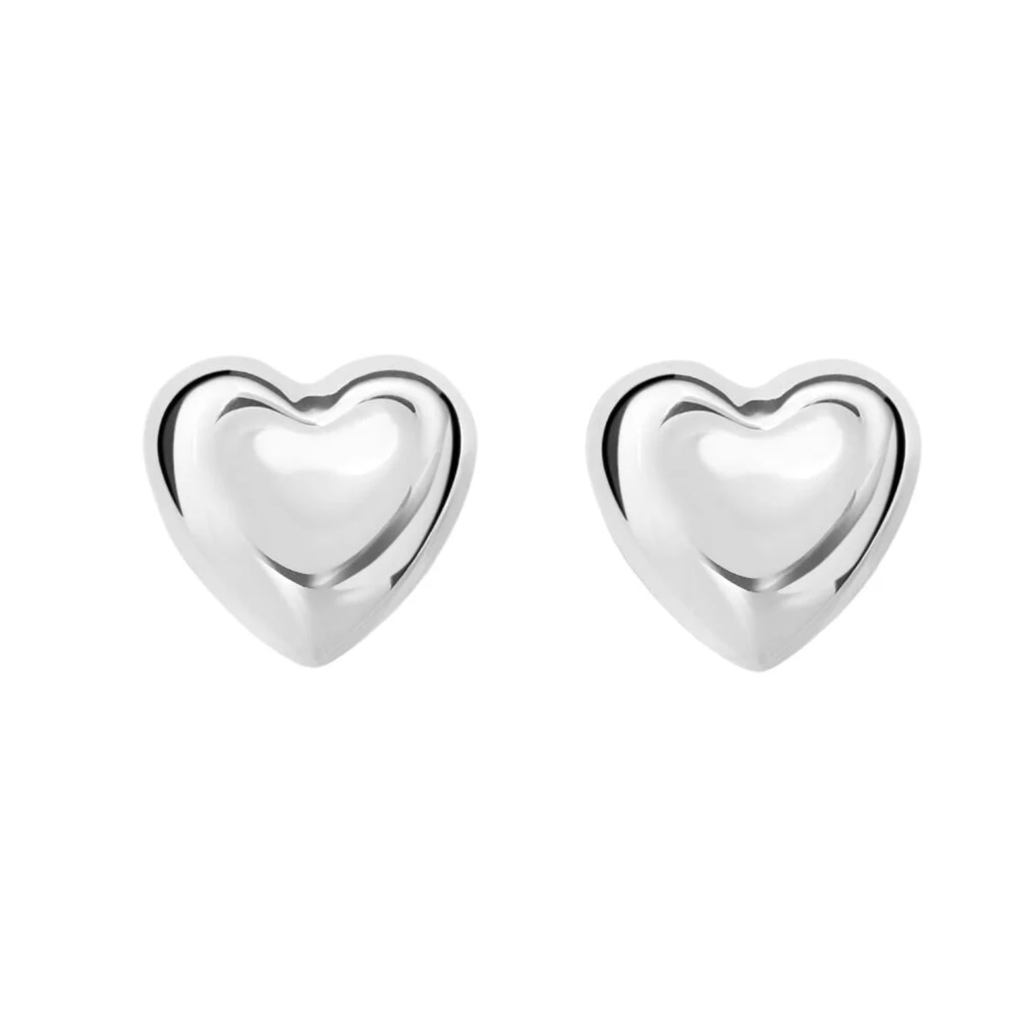 Unaloe Women's Sterling Silver Heart-shaped Stud Earrings – Elegant Love-inspired Jewelry, Polished Finish,