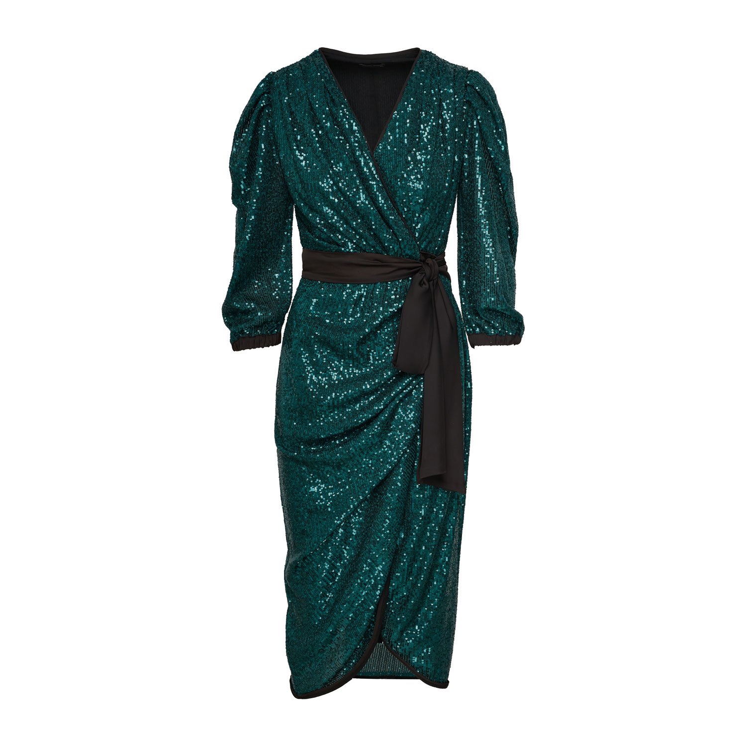 green emerald velvet dress Plunge Neck Wrap Hem Sequin Dress Xs main image 0