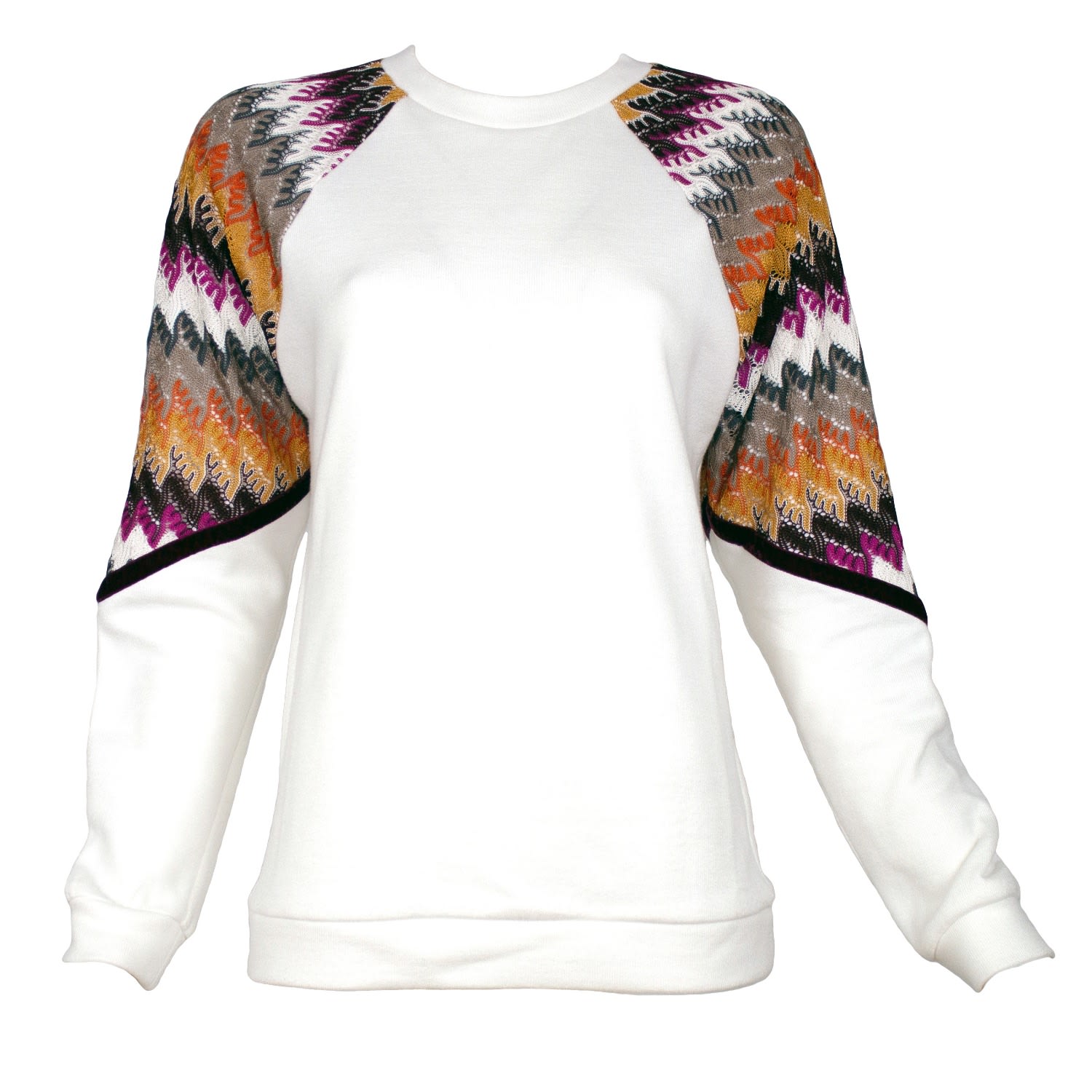 Lalipop Design Women's White Multi Color Pointelle-knit Garnished Sweatshirt In White