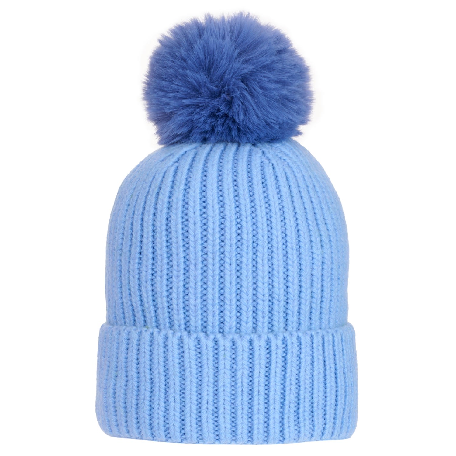 Women’s Super Soft Chunky Cashmere Mix Hat With Pom Pom In Blue One Size At Last...