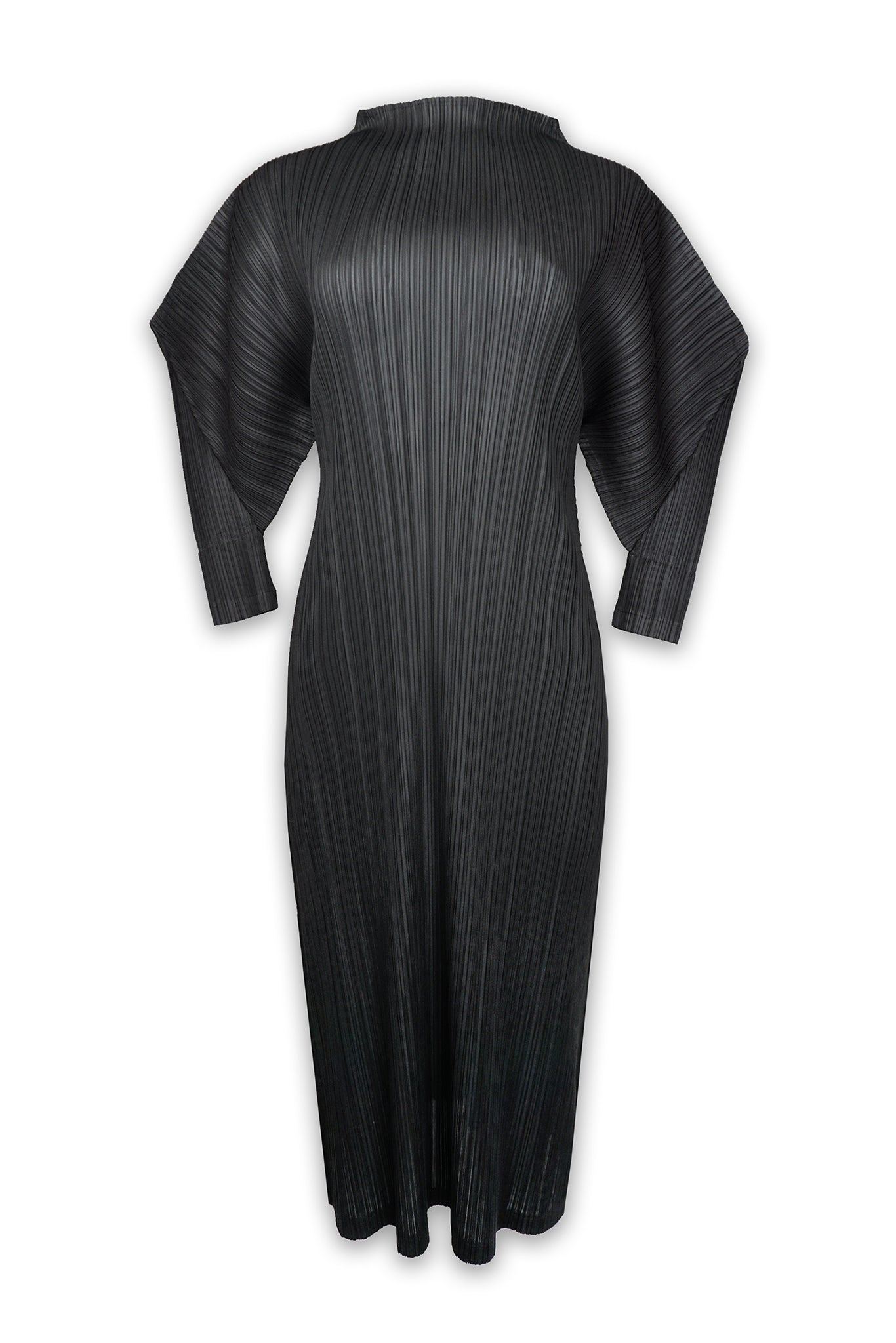 Wild Cosmos Women's Black Hera Plissé Satin Sculpture Dress In Black