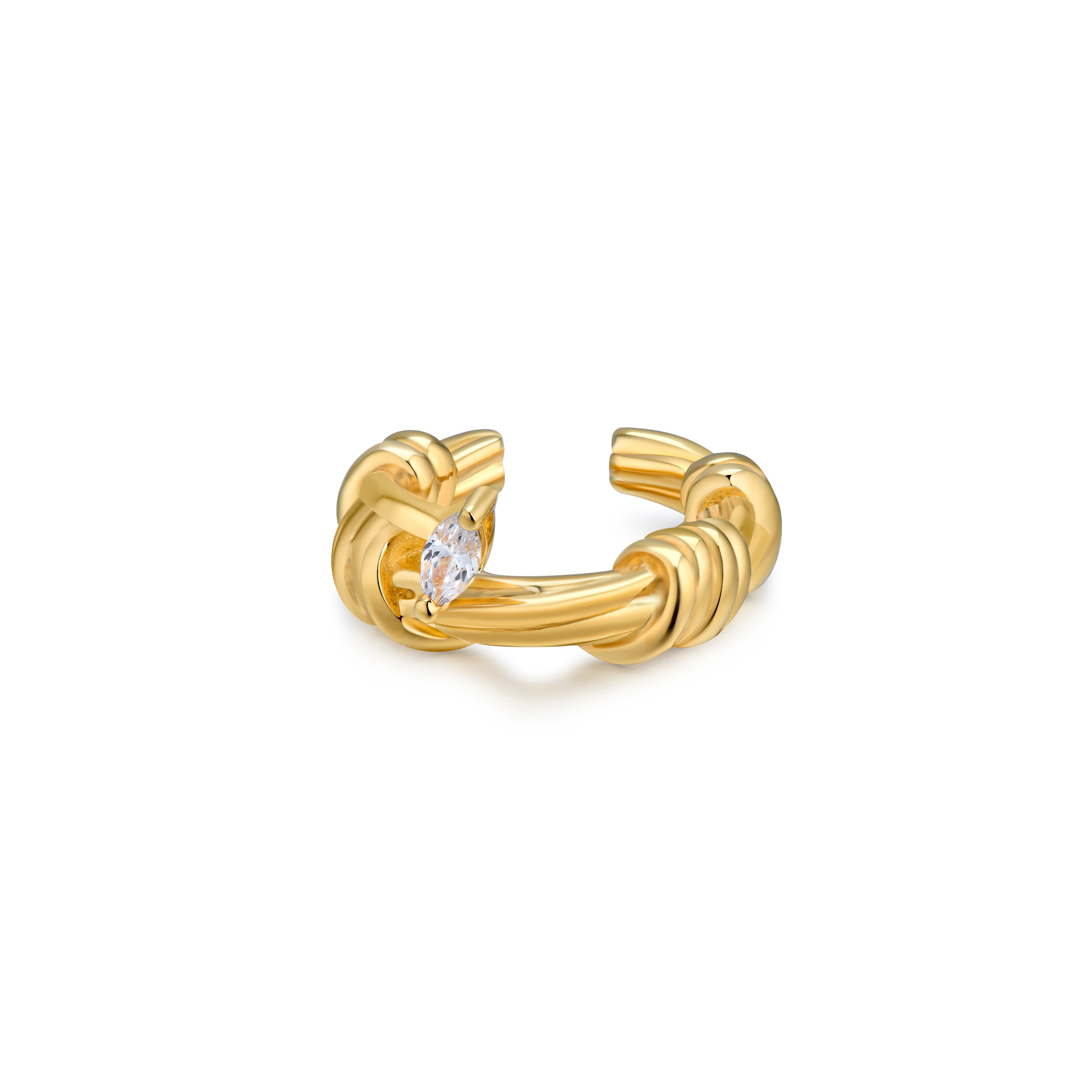 Women’s Gold Adrienne Twist White Zirconia Ear Cuff Earring Frida & Florence