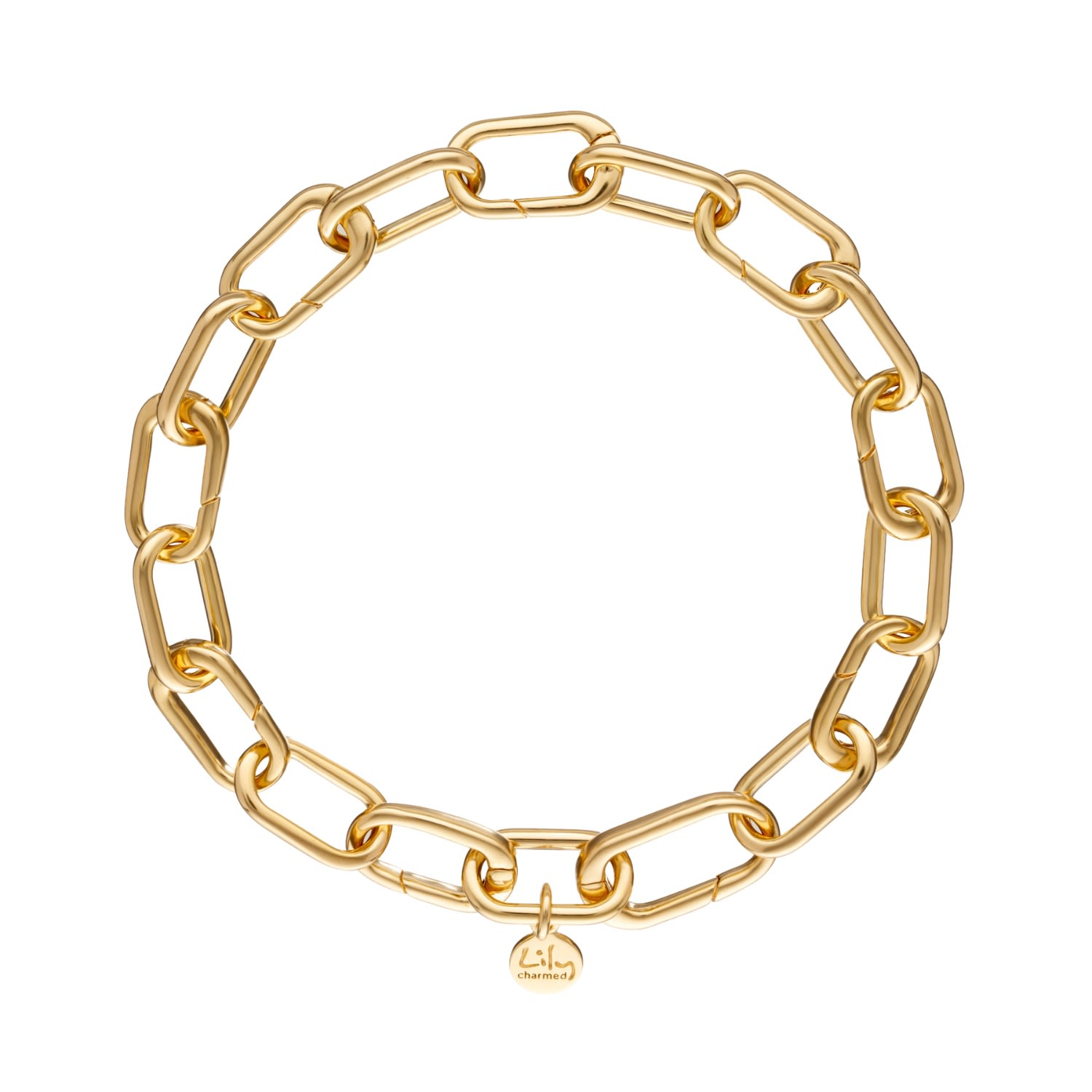 Lily Charmed Women's Gold Plated Chunky Hinged Link Charm Bracelet In Gold