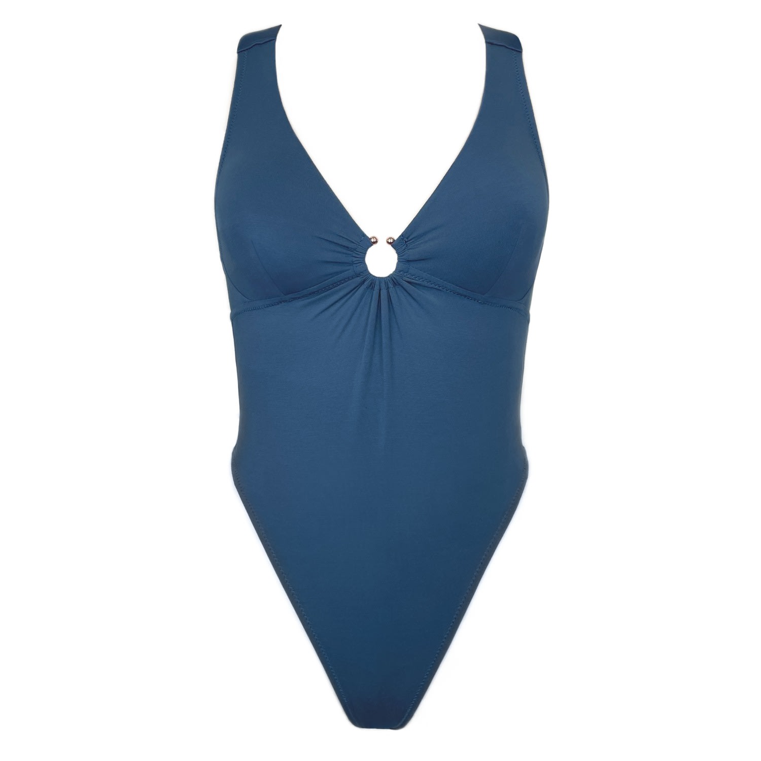 Monique Morin Lingerie Women's Caress X Back Bodysuit Dark Denim Blue In Blue
