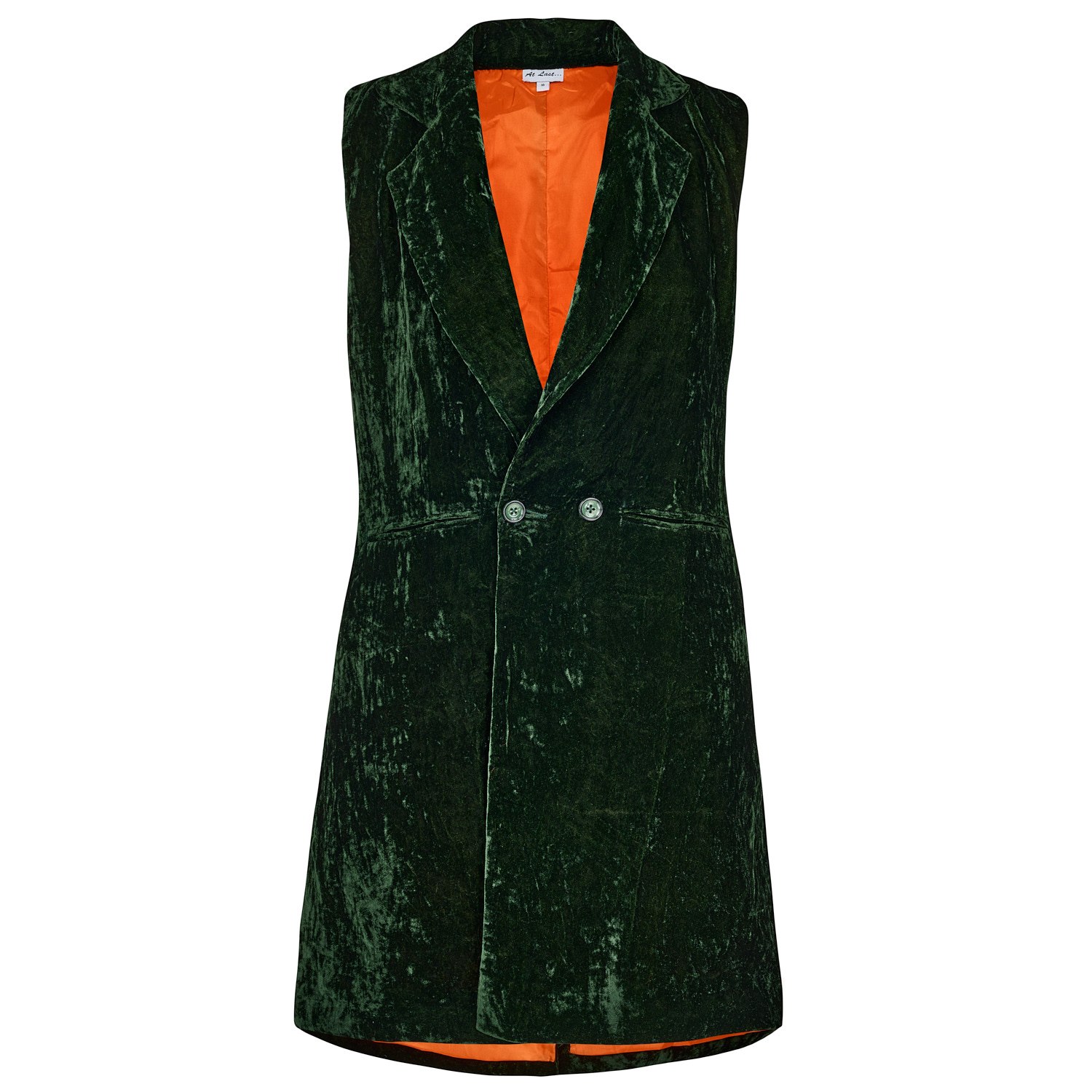 Women’s Long Silk Velvet Waistcoat In Forest Green Small At Last...