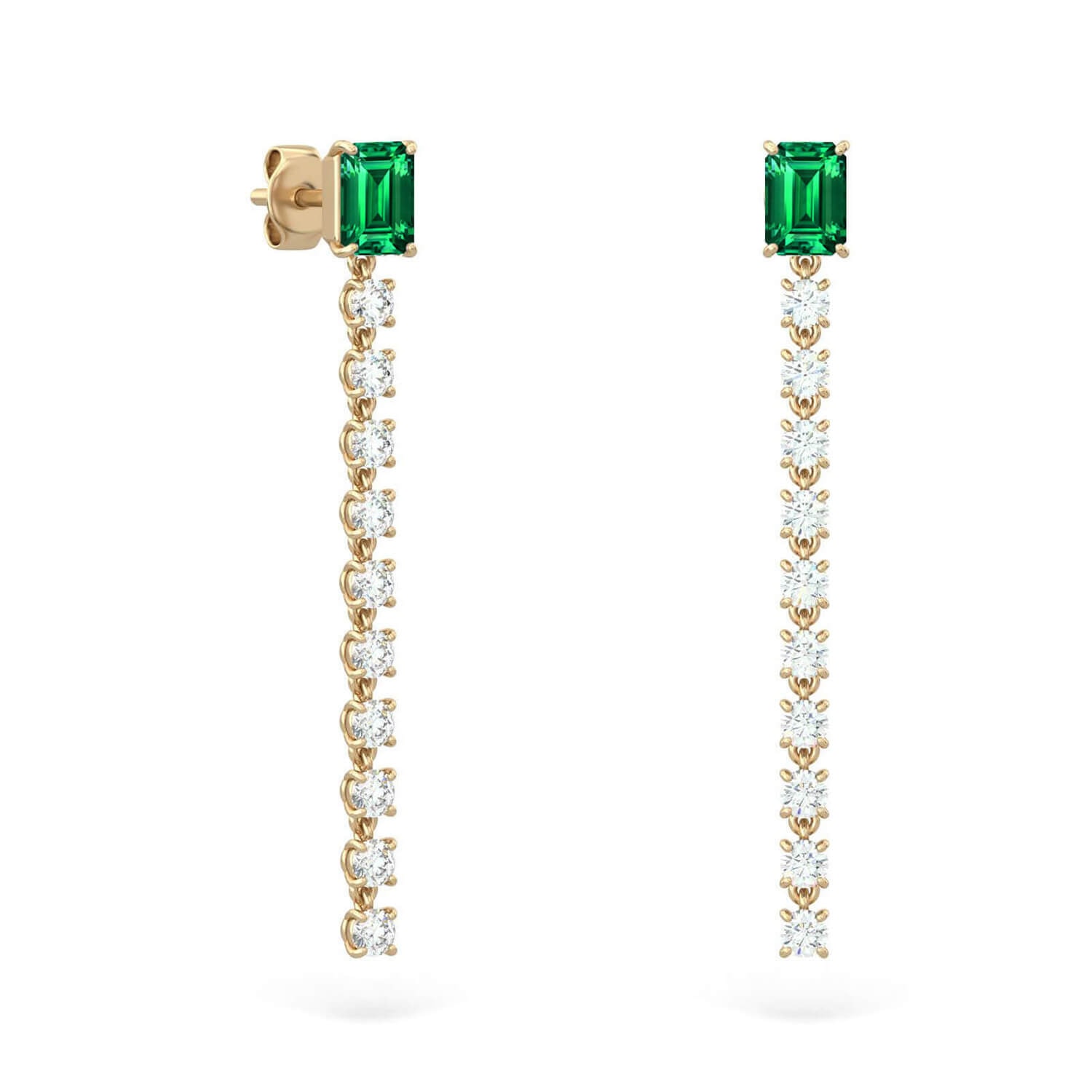 Women’s Earrings Nina 18K Yellow Gold Diamonds And Precious Stones Emerald Pair Aquae Jewels